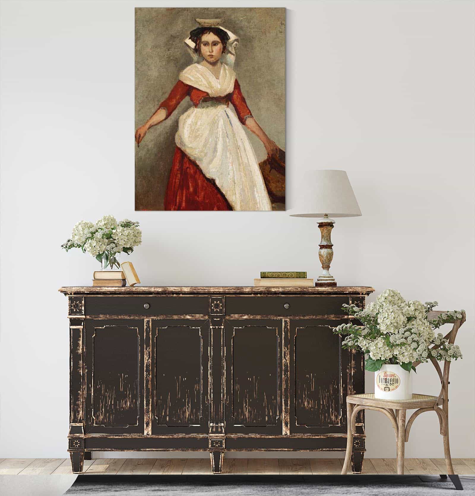 Italienne Debout Tenant Une Cruche by Jean Baptiste Camille Corot - Image 4
