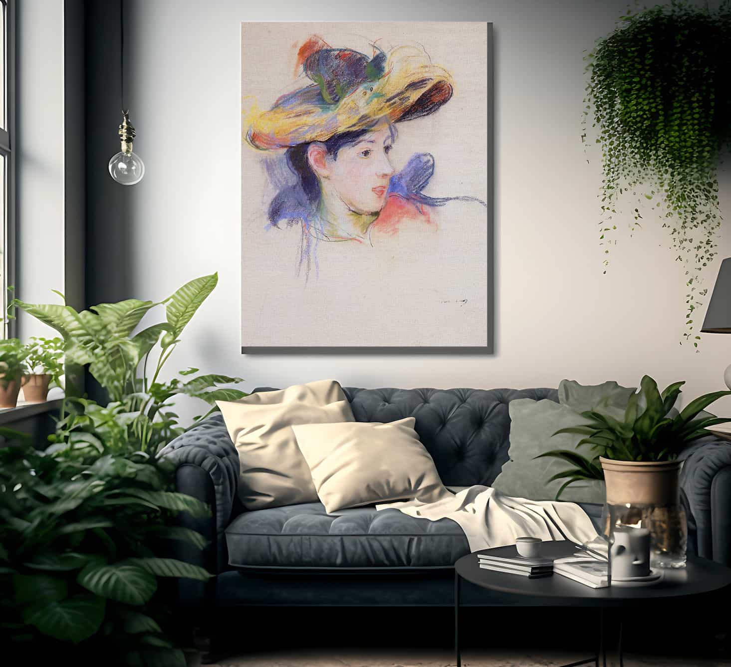 Jeanne Pontillon Wearing A Hat 1893 Pastel By Berthe Morisot - Image 2