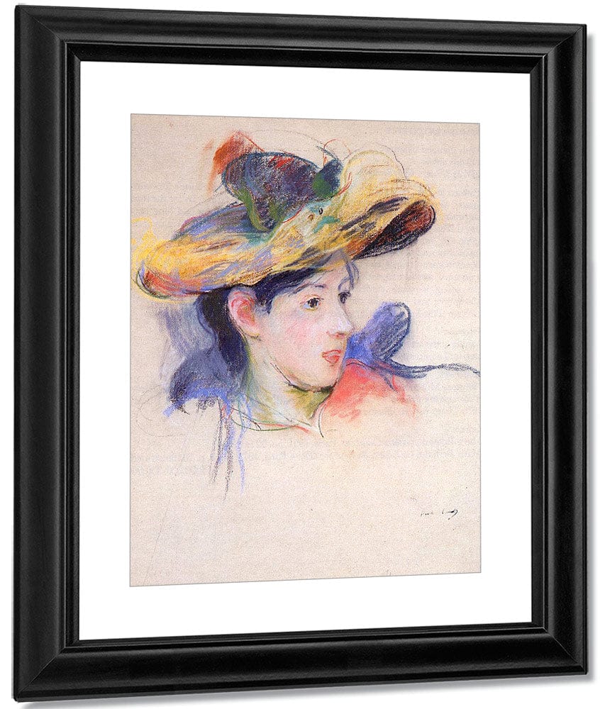 Jeanne Pontillon Wearing A Hat 1893 Pastel By Berthe Morisot - Image 3