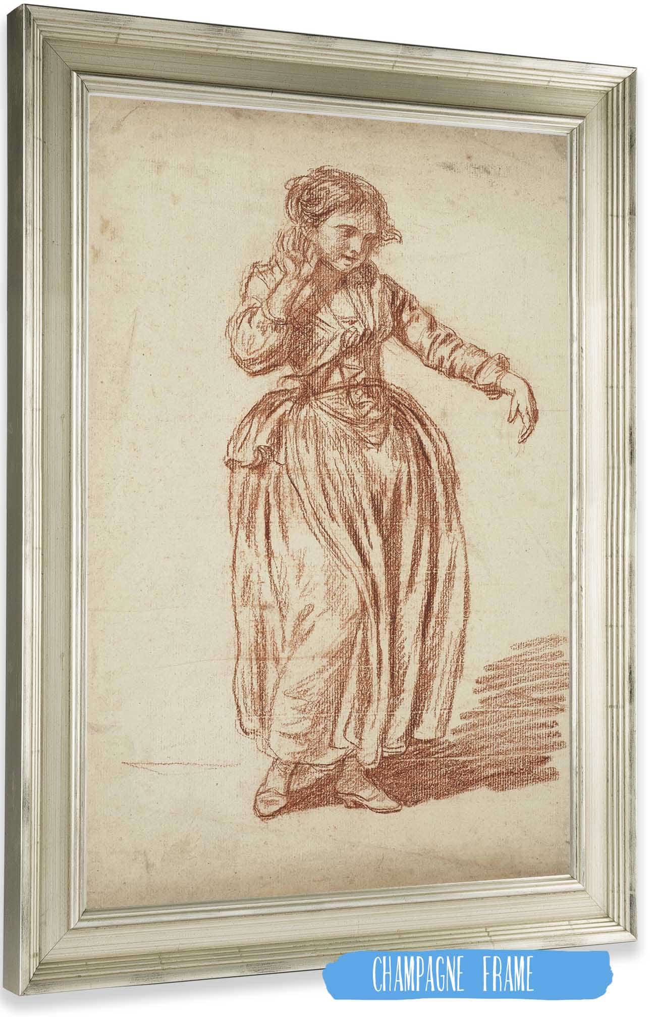 Jeune Fille Debout La Main Droite Sur Loreille by Jean Baptiste Greuze