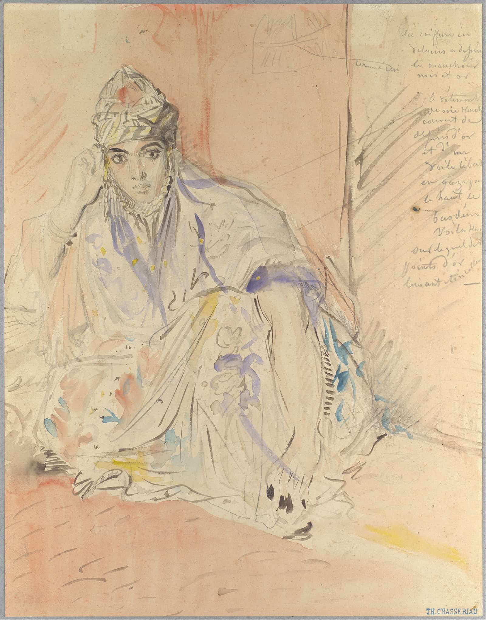 Jewish Woman Of Algiers Seated On The Ground by Theodore Chasseriau