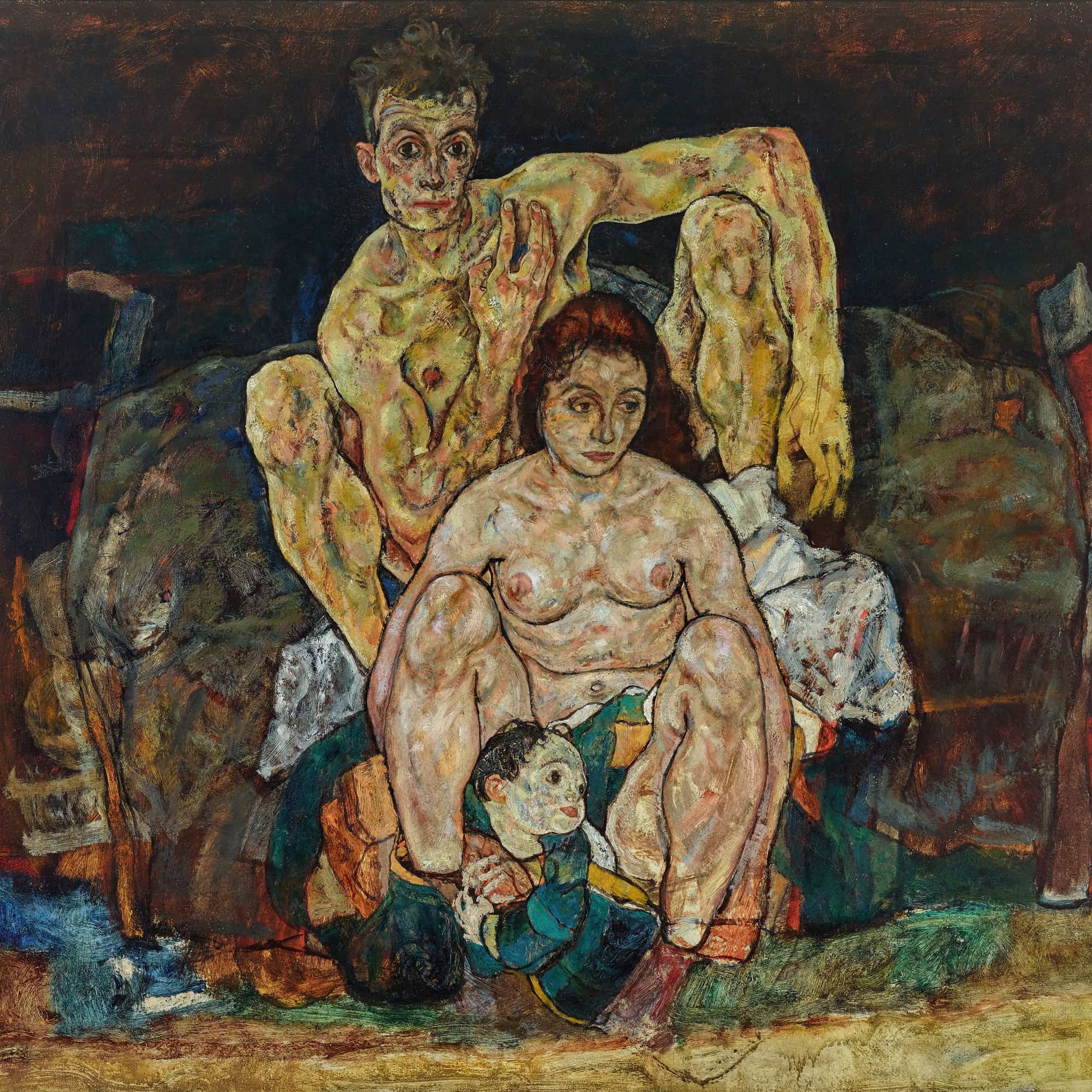 Kauerndes Menschenpaar Die Familie by Egon Schiele - Image 4