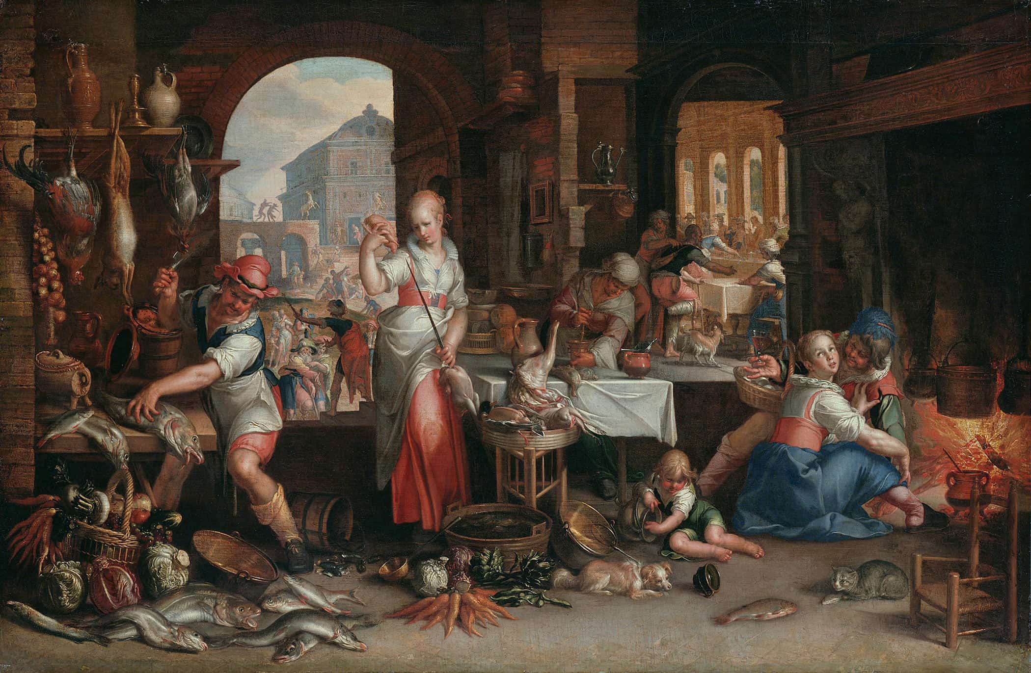 Kitchen Interior With The Parable Of The Great Supper by Joachim Wtewael - Image 2