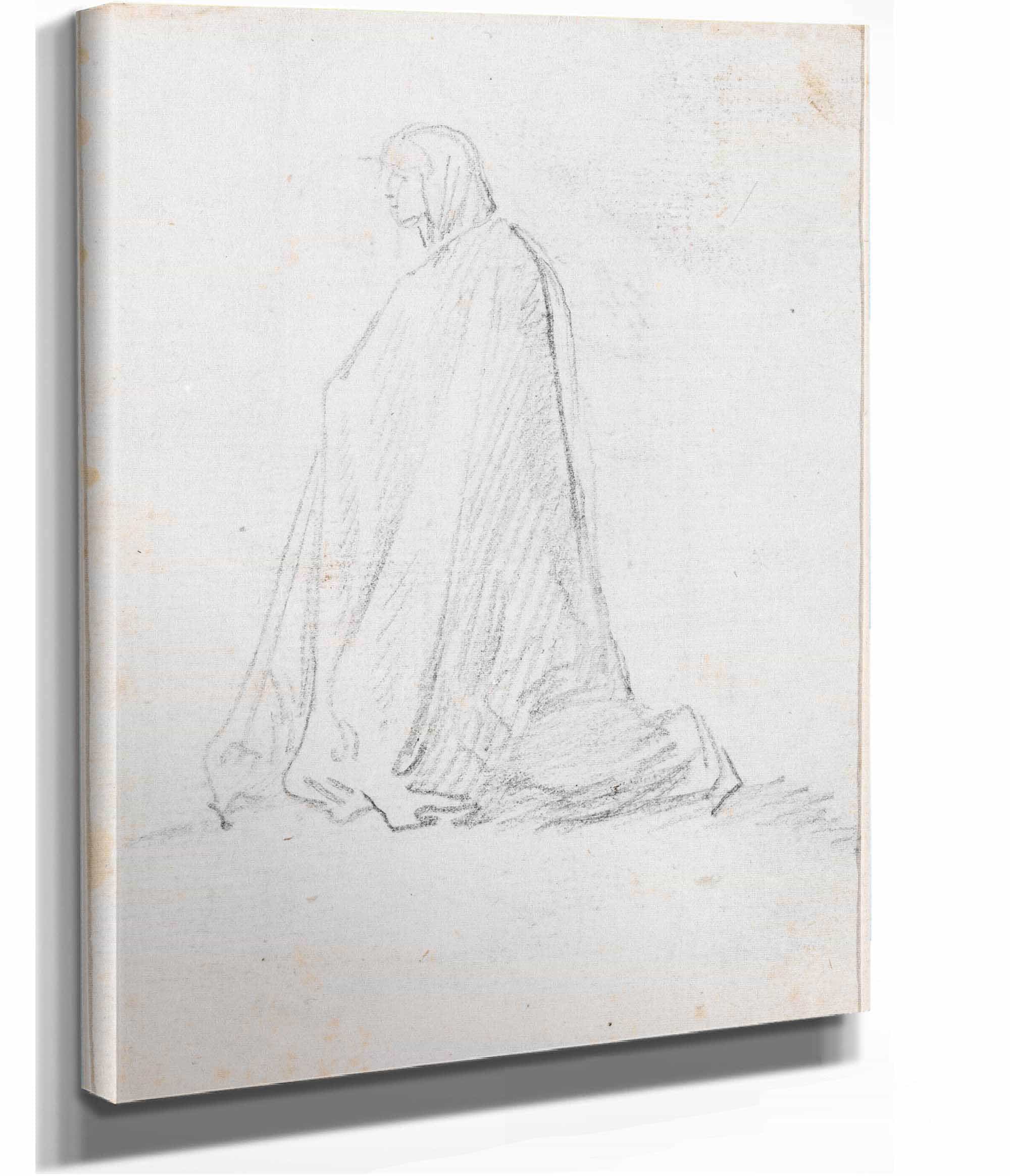 Kneeling Figure In A Hooded Robe Verso Probably C by Hubert Robert - Image 2