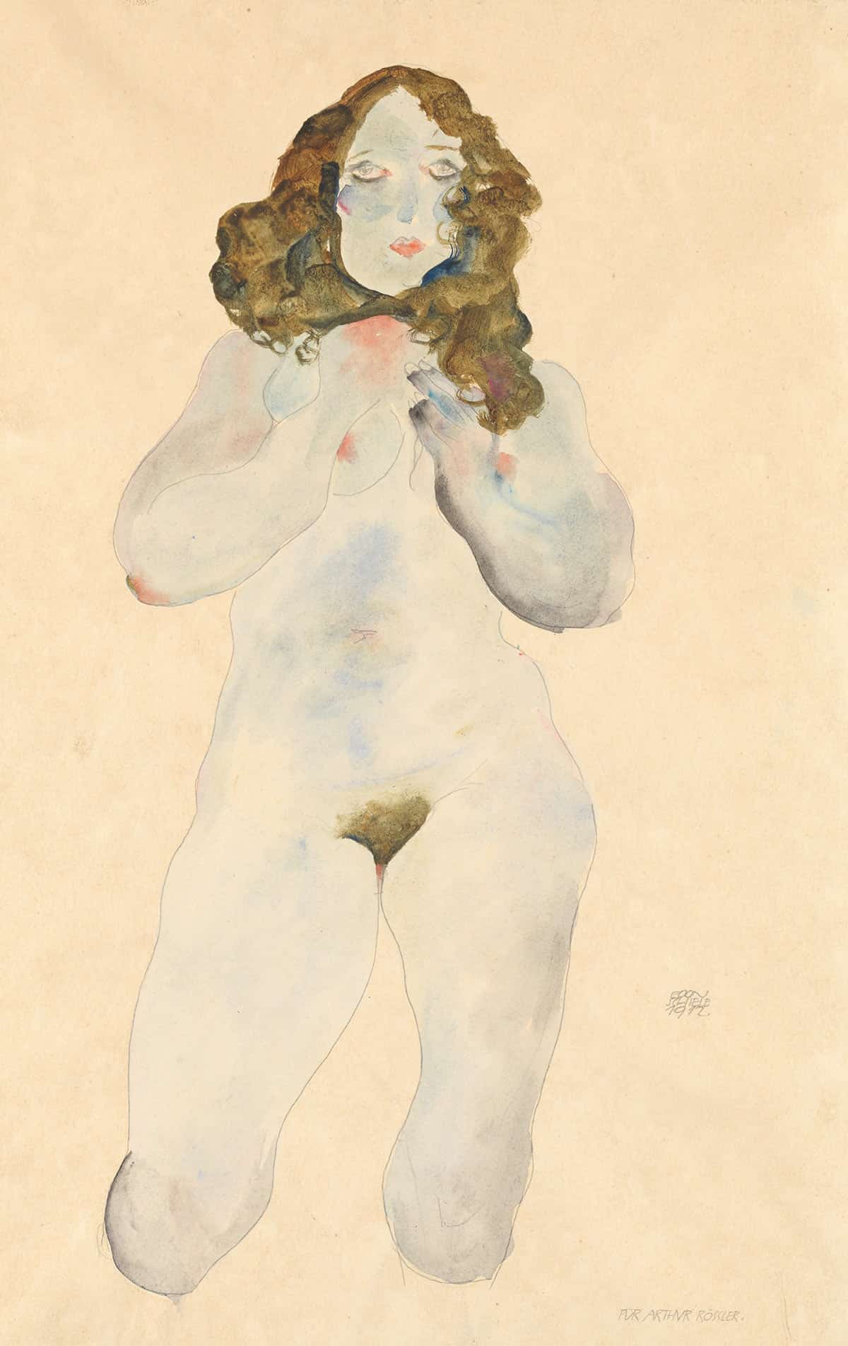 Kniender Weiblicher Akt by Egon Schiele - Image 3