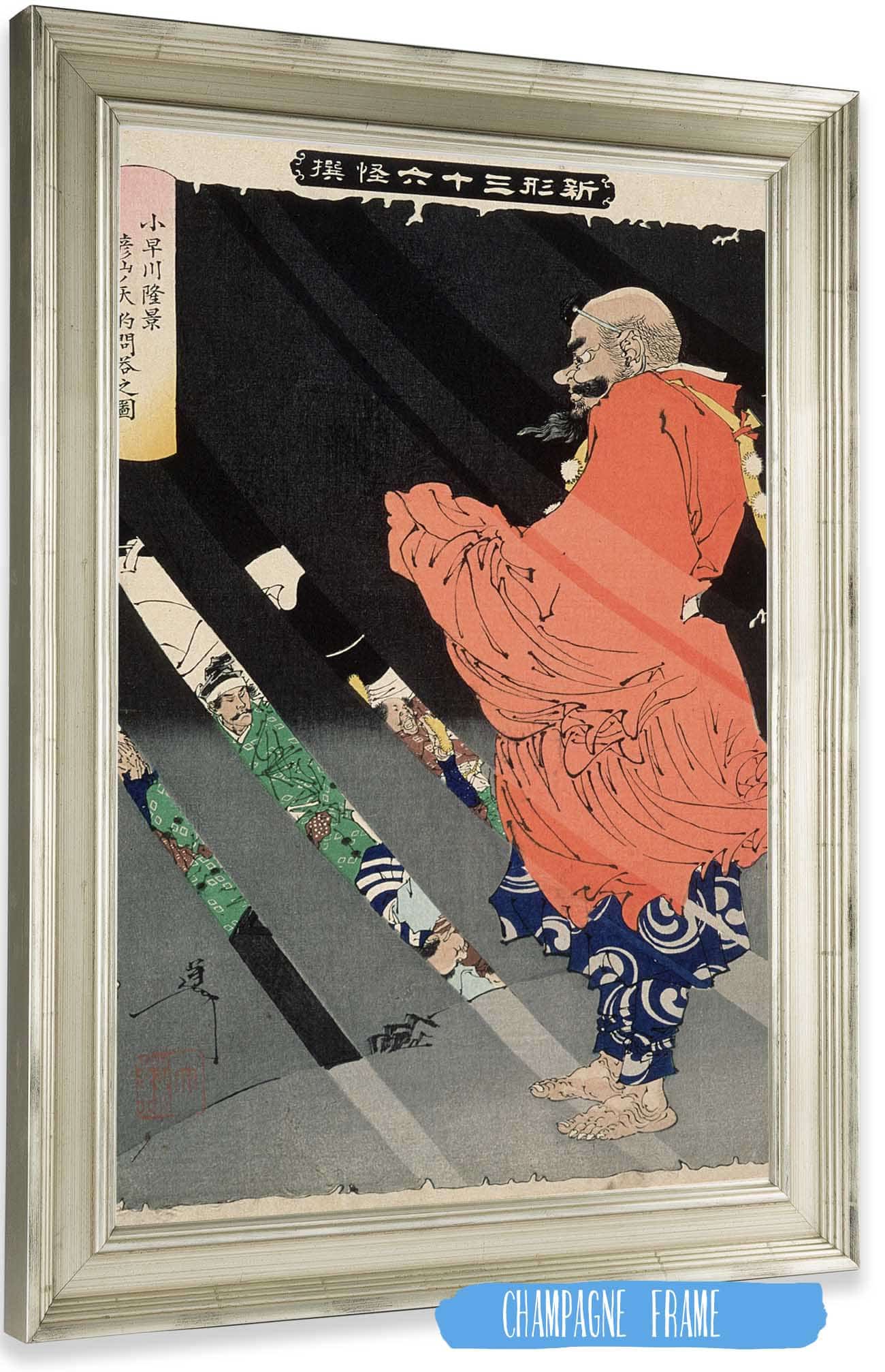 Kobayakawa Takakage Debating With The Tengu On Mount Hiko by Tsukioka Yoshitoshi