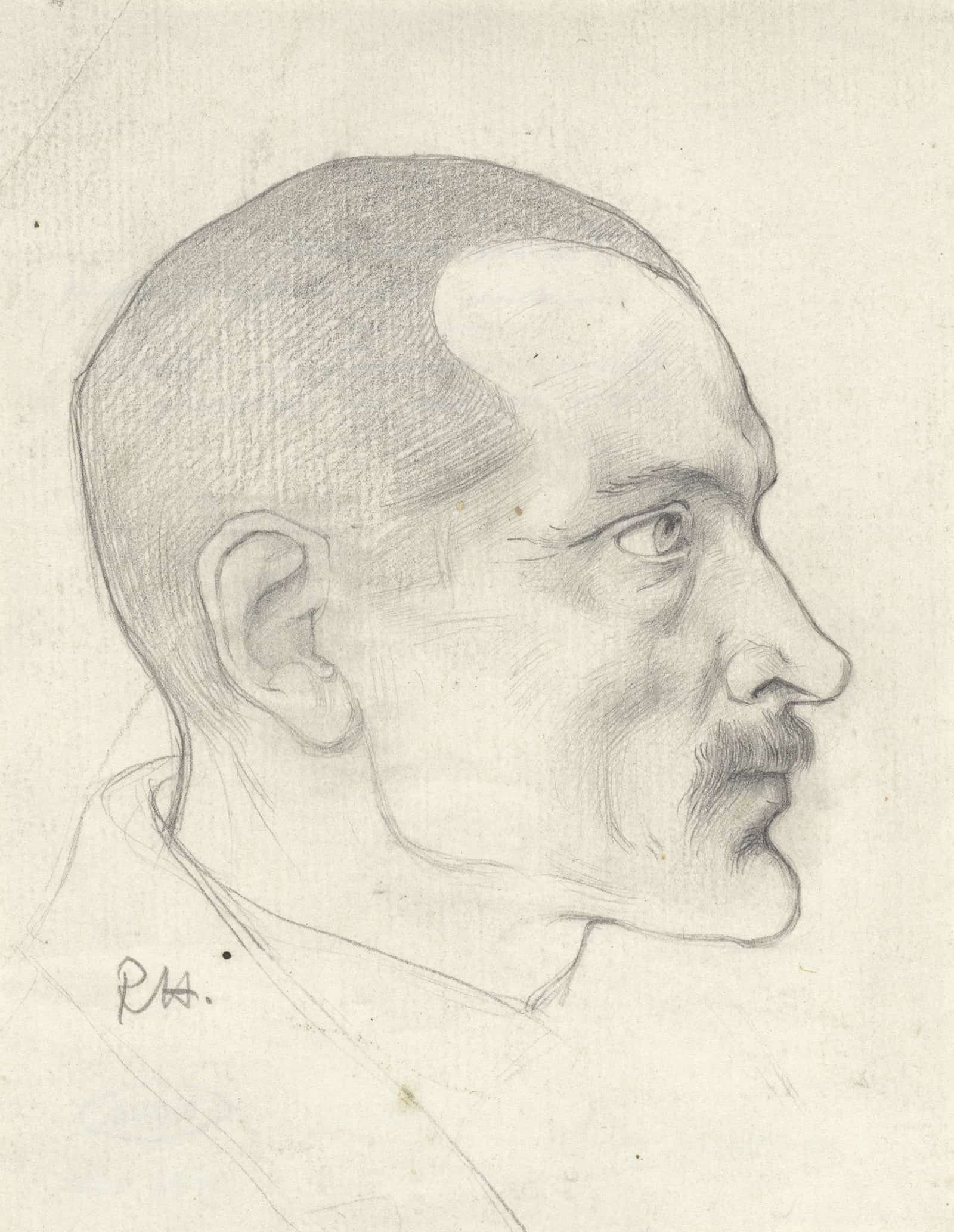 Kop Van Een Man Met Snor Van Opzij by Richard Nicolaus Roland Holst