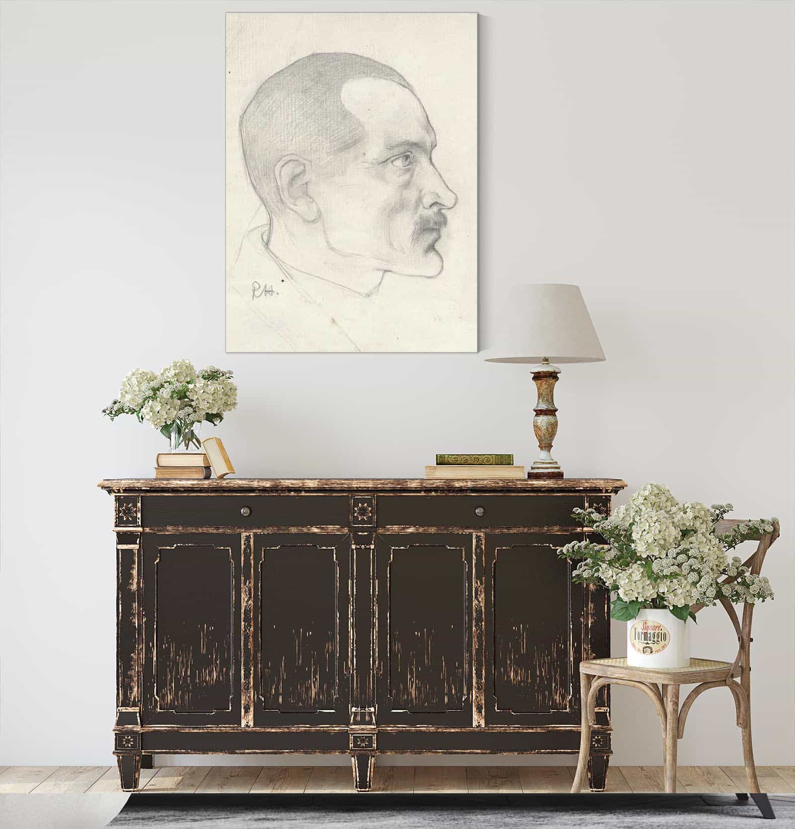 Kop Van Een Man Met Snor Van Opzij by Richard Nicolaus Roland Holst - Image 4
