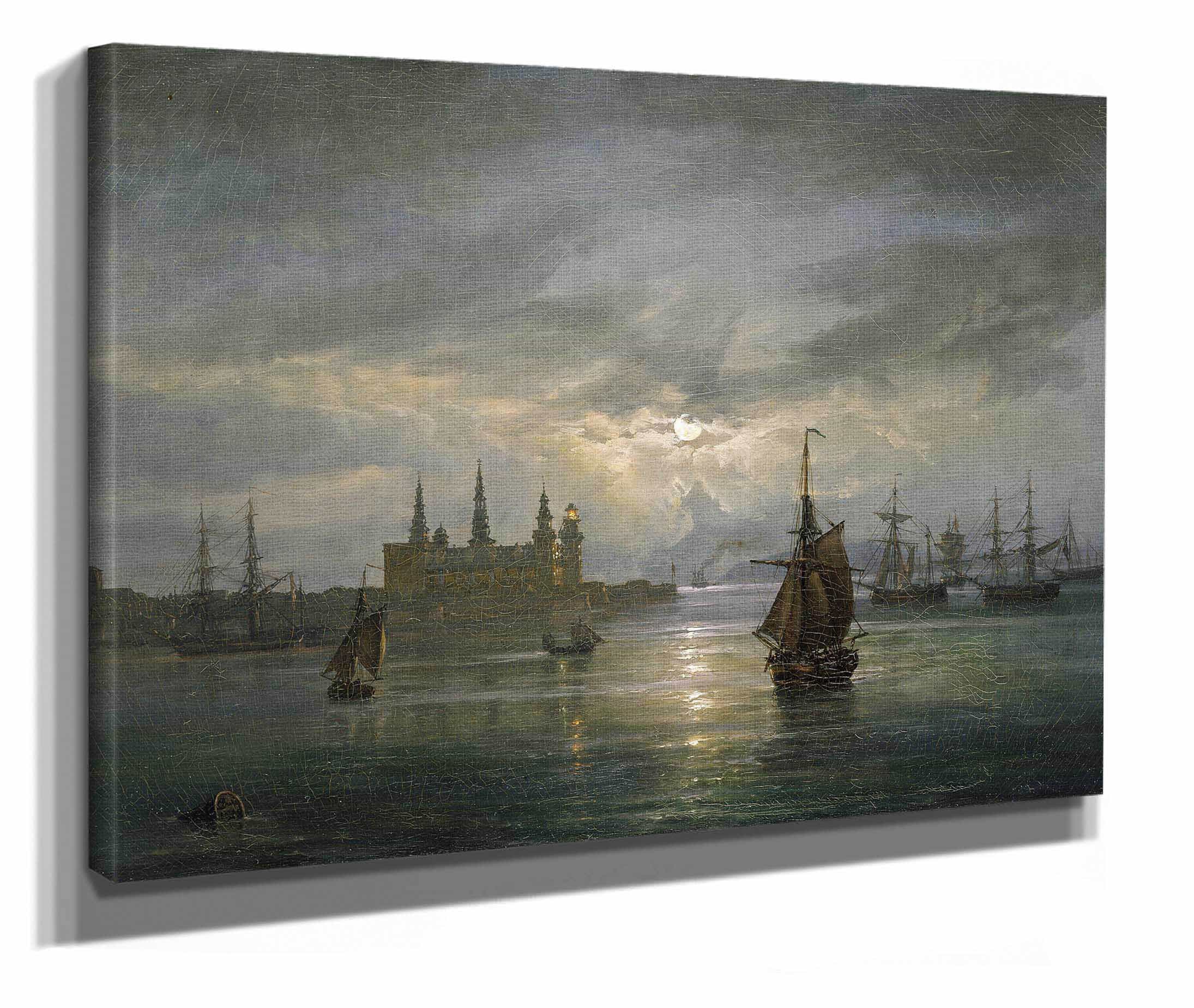 Kronborg Castle In Moonlight by Johan Christian Dahl - Image 2