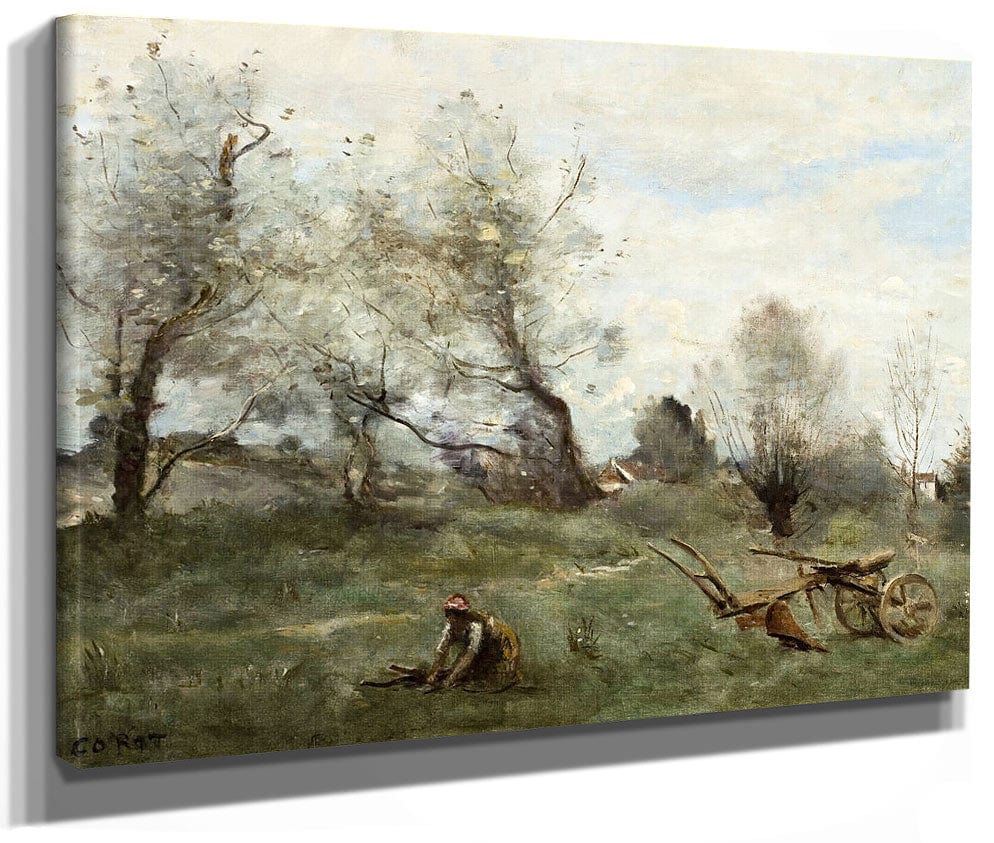La Charrue (The Plow) By Jean Baptiste Camille Corot