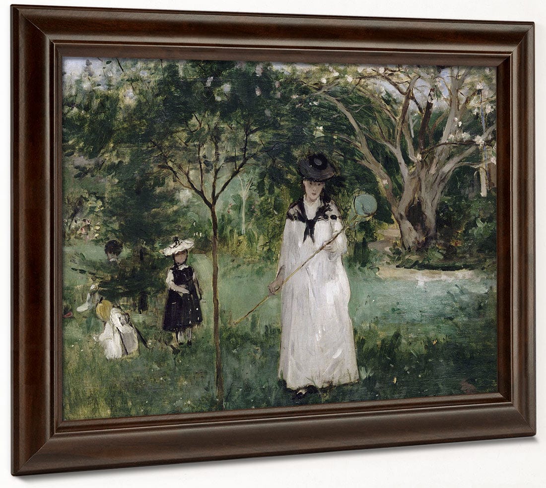La Chasse Aux Papillons Madame Pontillon, Nee Edma Morisot (1839 1921), Soeur De L'artiste Et Ses Filles Jeanne Et Blanche By Berthe Morisot - Image 4