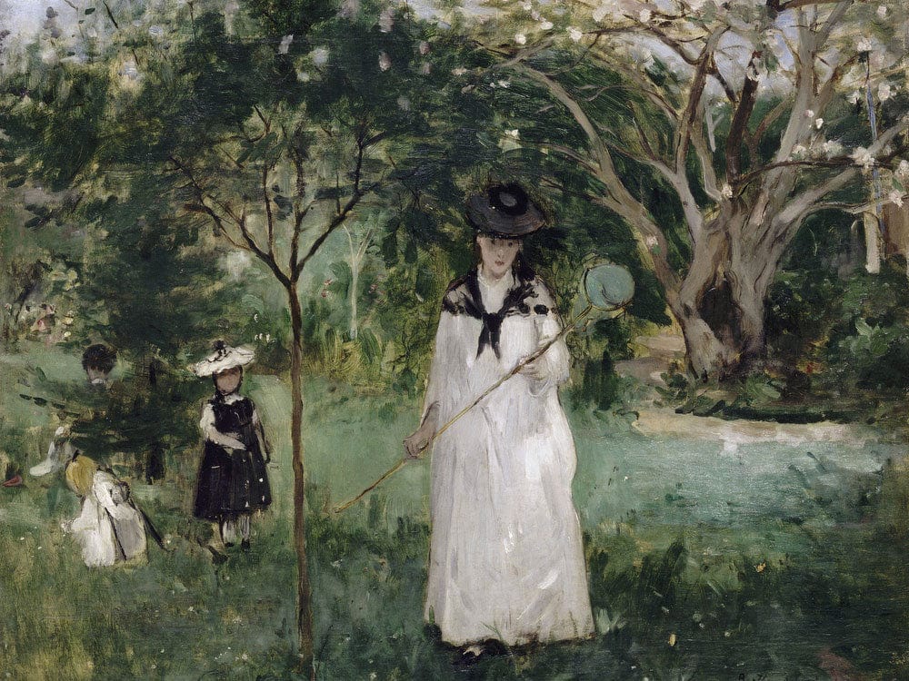 La Chasse Aux Papillons Madame Pontillon, Nee Edma Morisot (1839 1921), Soeur De L'artiste Et Ses Filles Jeanne Et Blanche By Berthe Morisot - Image 5