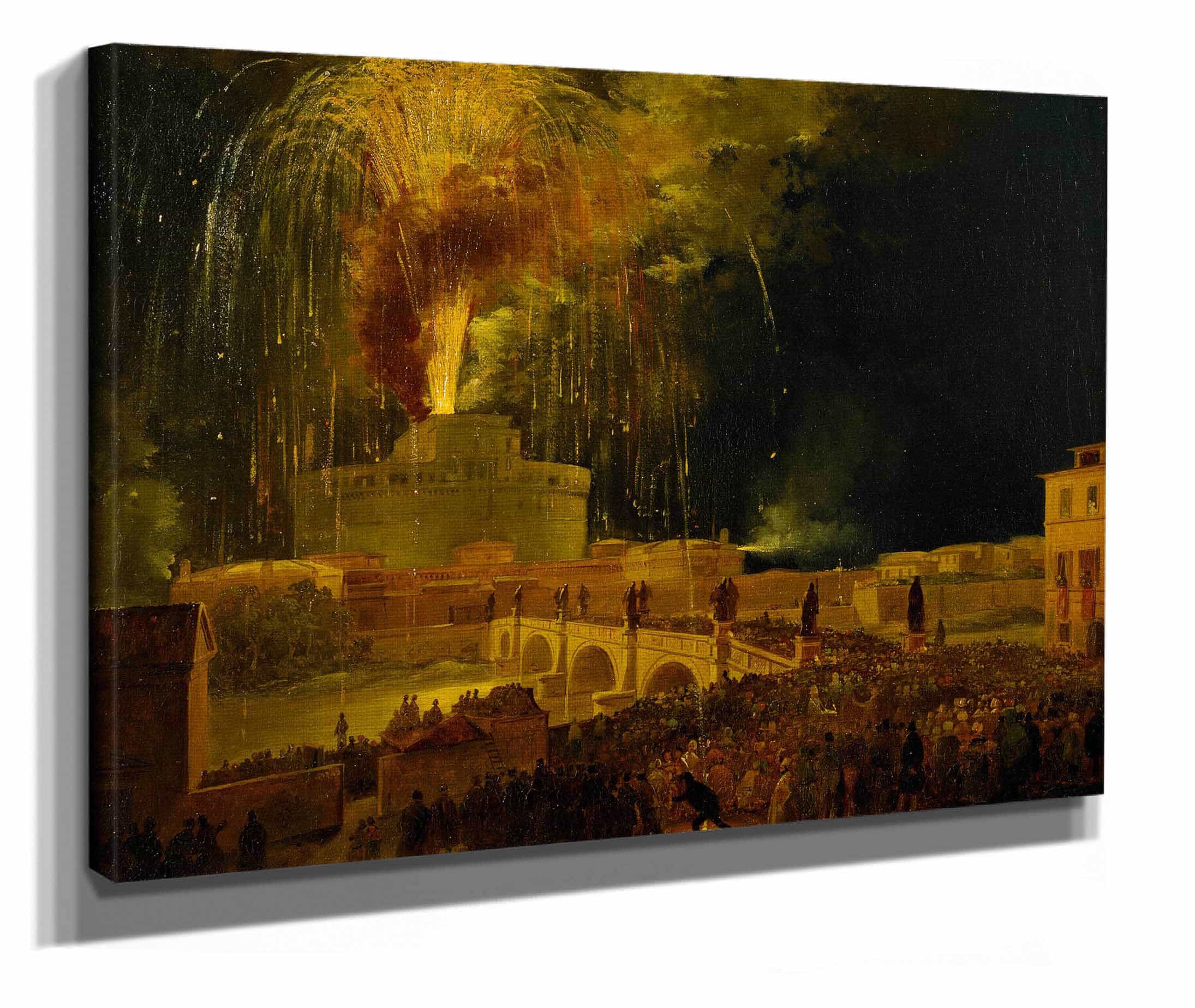 La Girandola Fireworks From Castel Santangelo In Rome S by Ippolito Caffi - Image 2