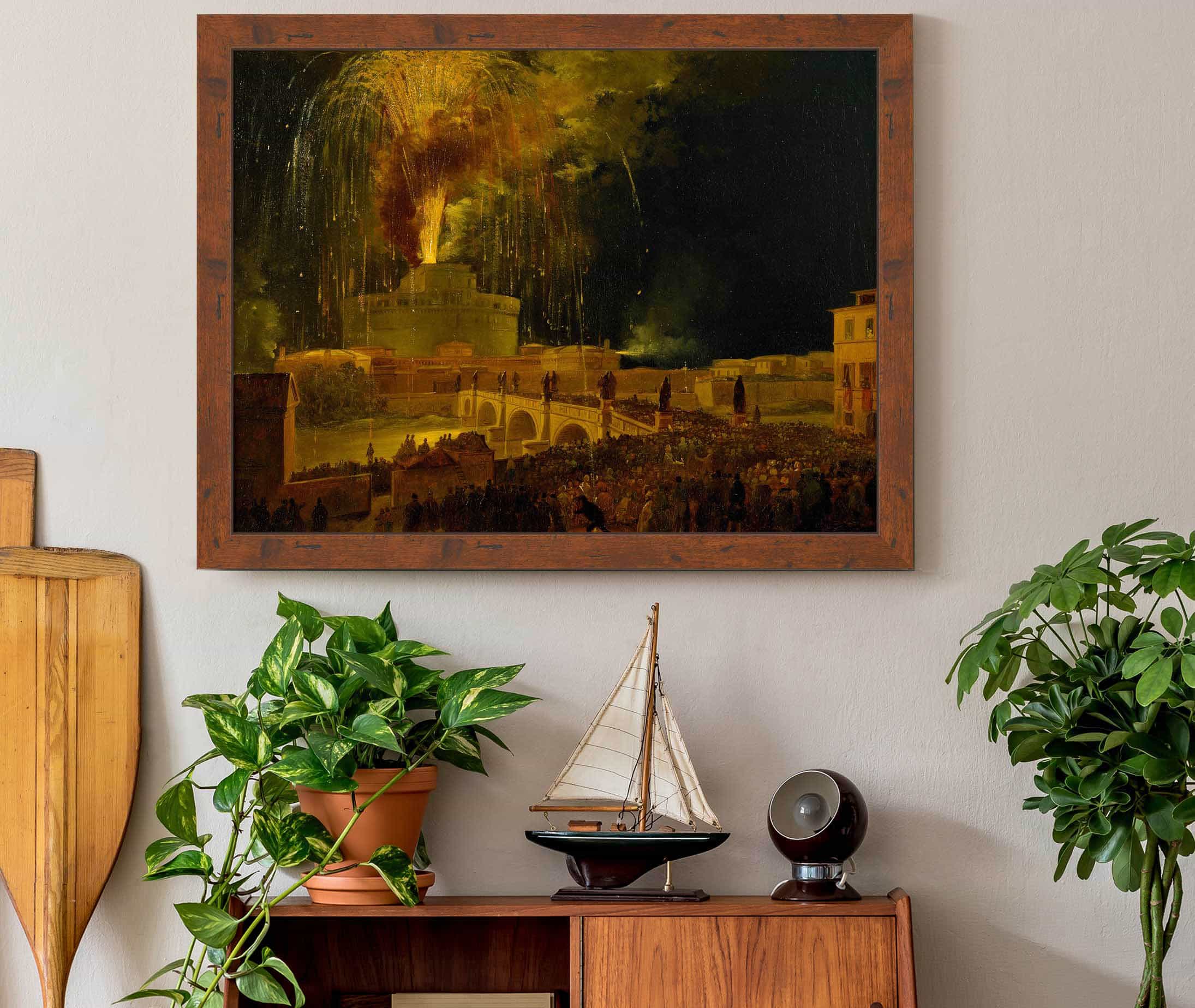 La Girandola Fireworks From Castel Santangelo In Rome S by Ippolito Caffi - Image 3