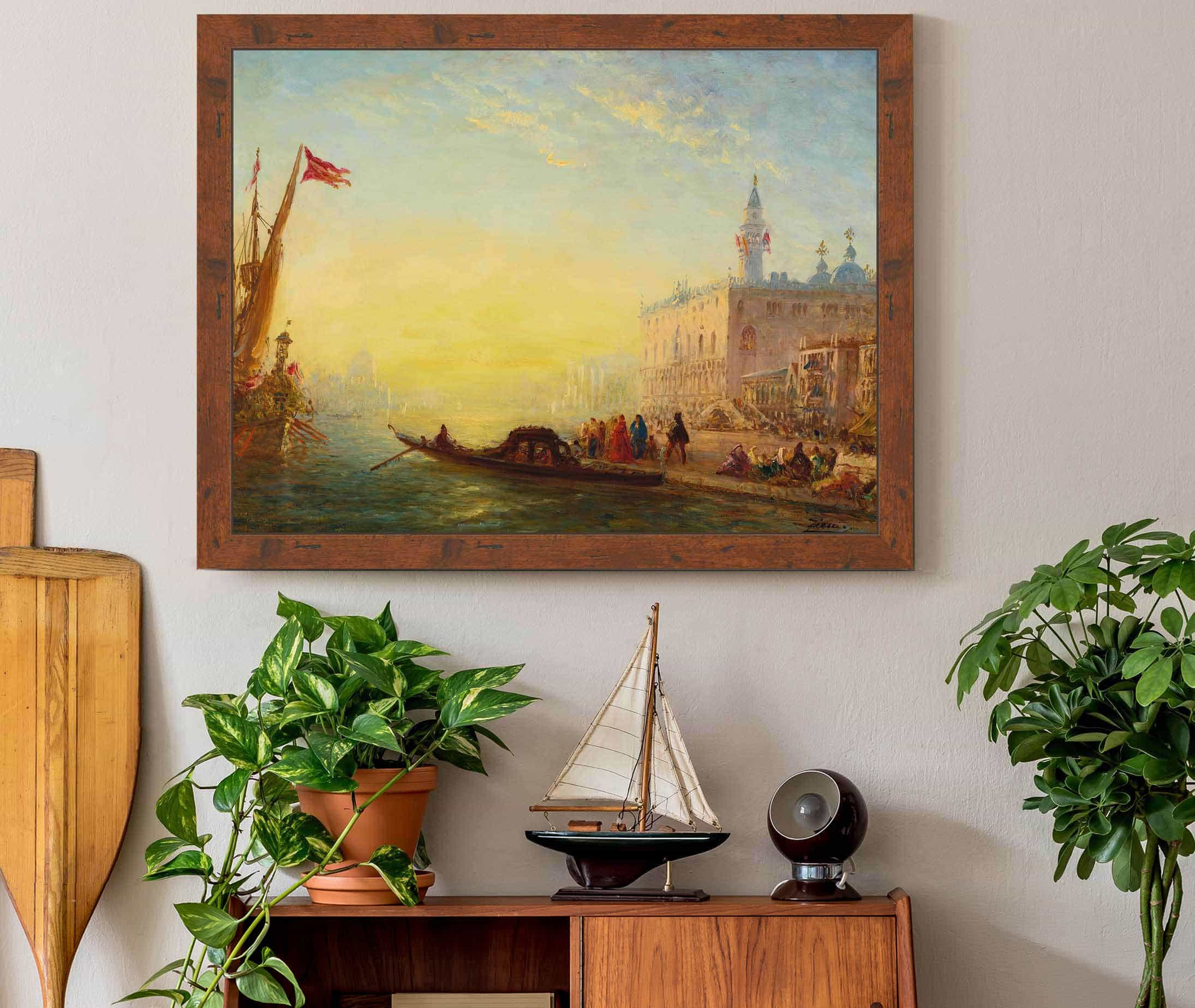 La Gondole Quai Des Esclavons by Felix Ziem - Image 3