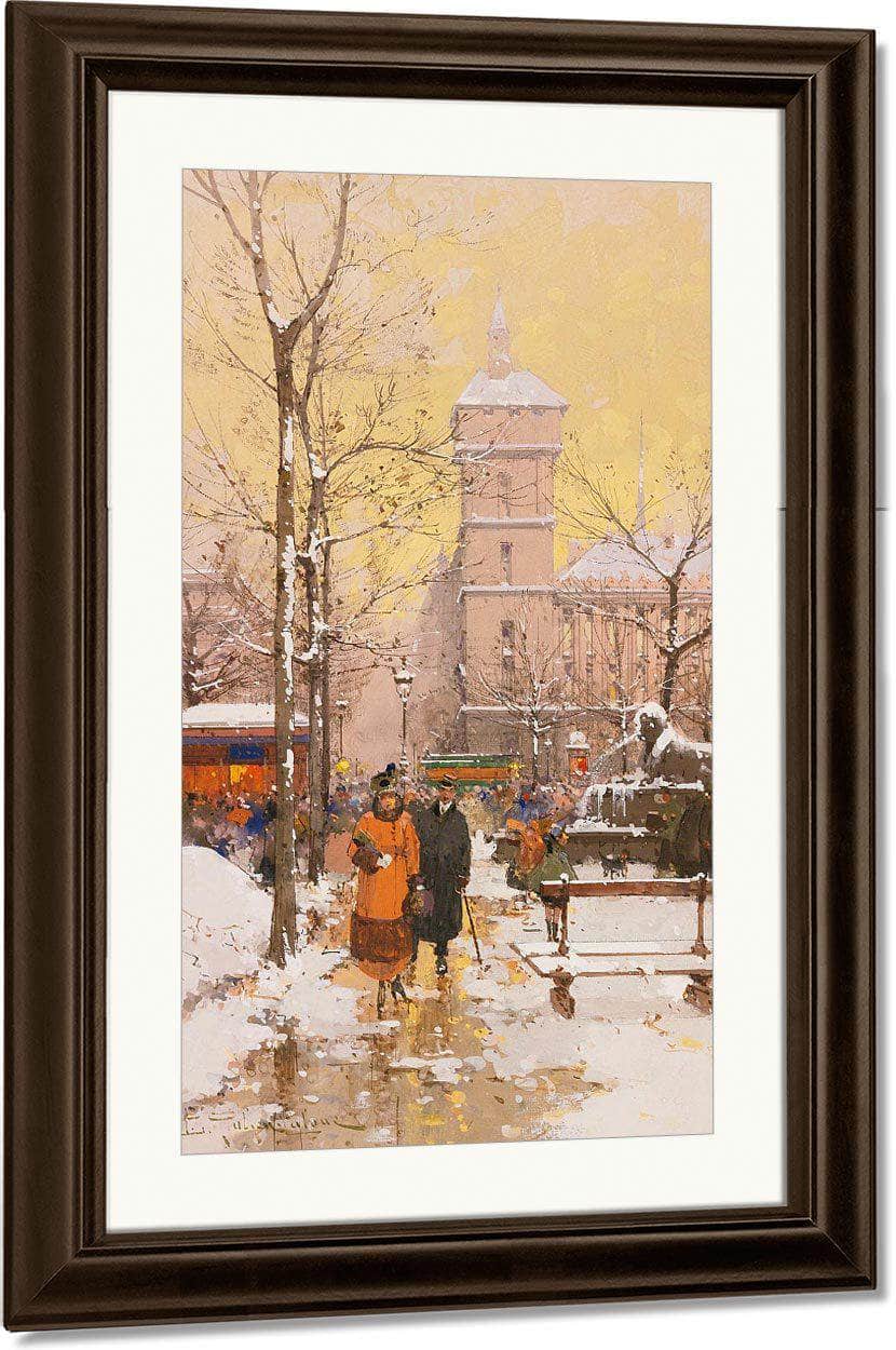 La Place Du Châtelet Et La Conciergerie Sous La Neige By Eugene Galien Laloue - Image 3