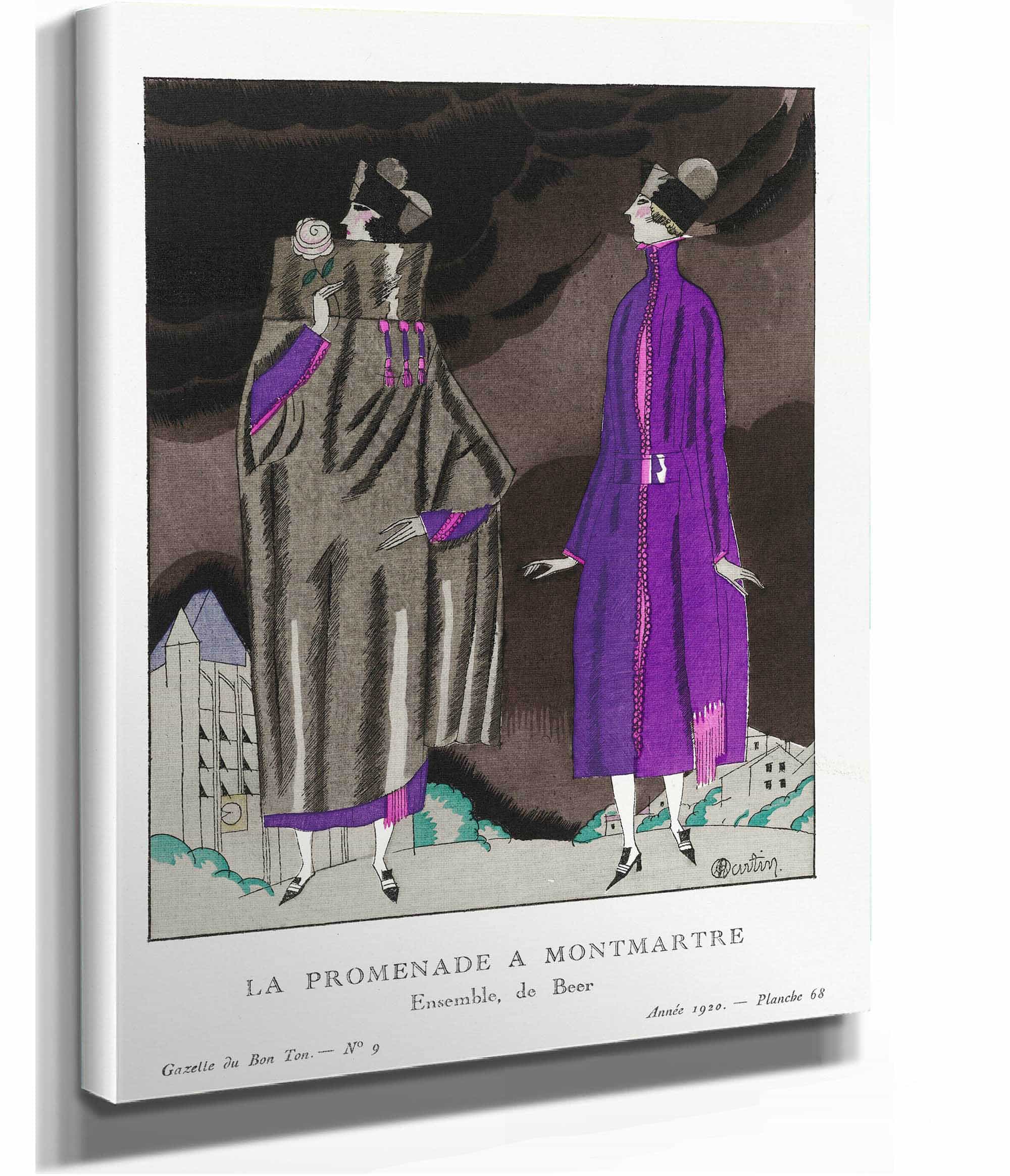 La Promenade A Montmartre Ensemble De Beer by Charles Martin - Image 2