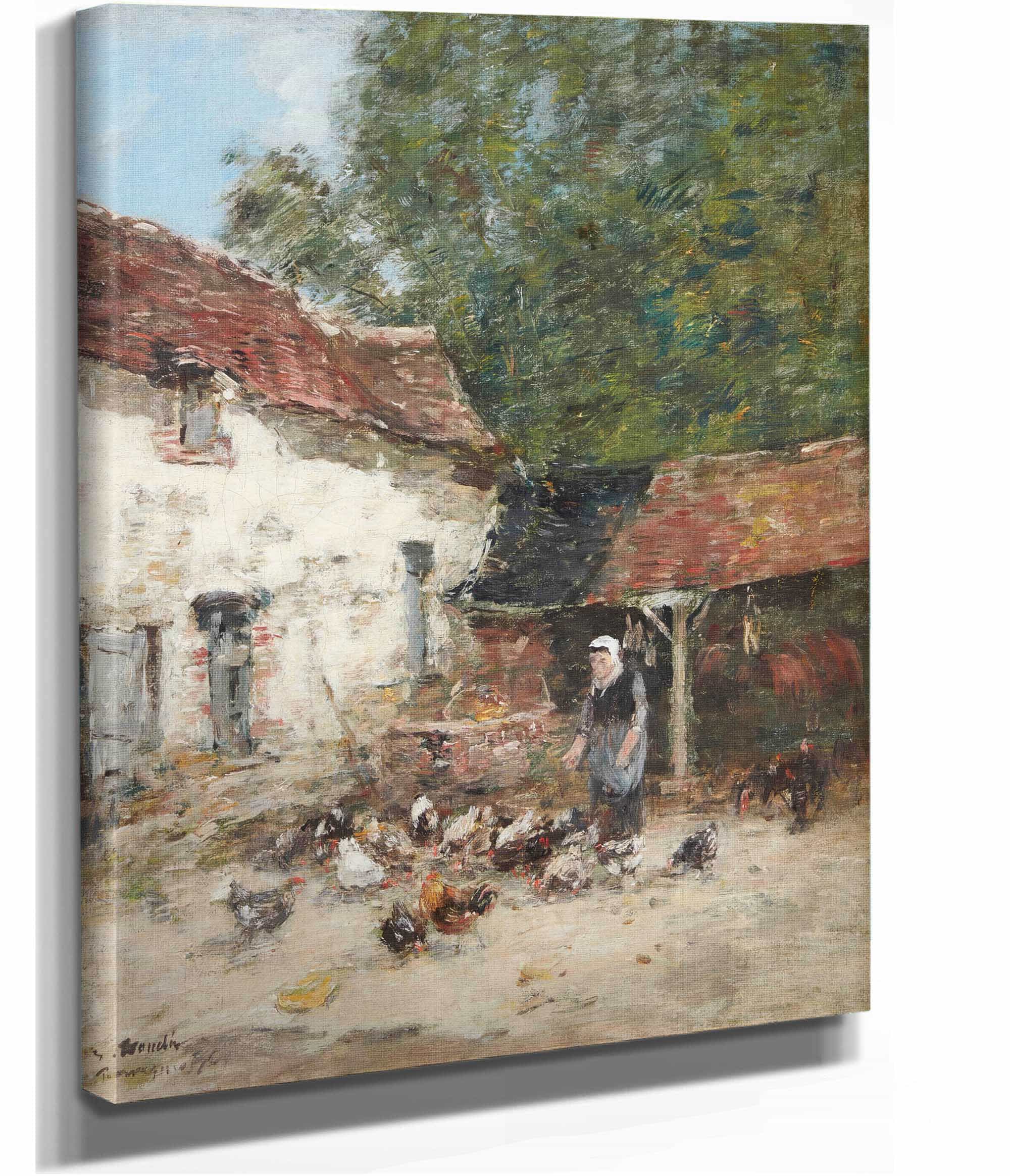 La Provende Des Poules by Eugene Boudin - Image 2