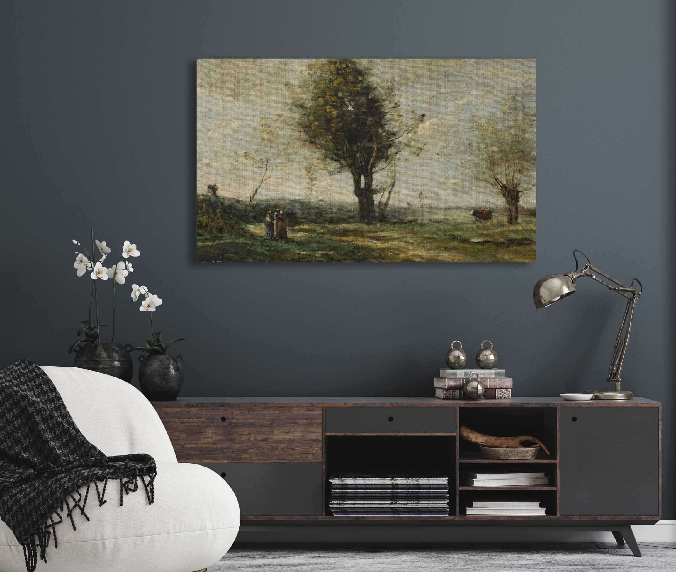 La Rencontre Au Bord Du Chemin by Jean Baptiste Camille Corot - Image 5