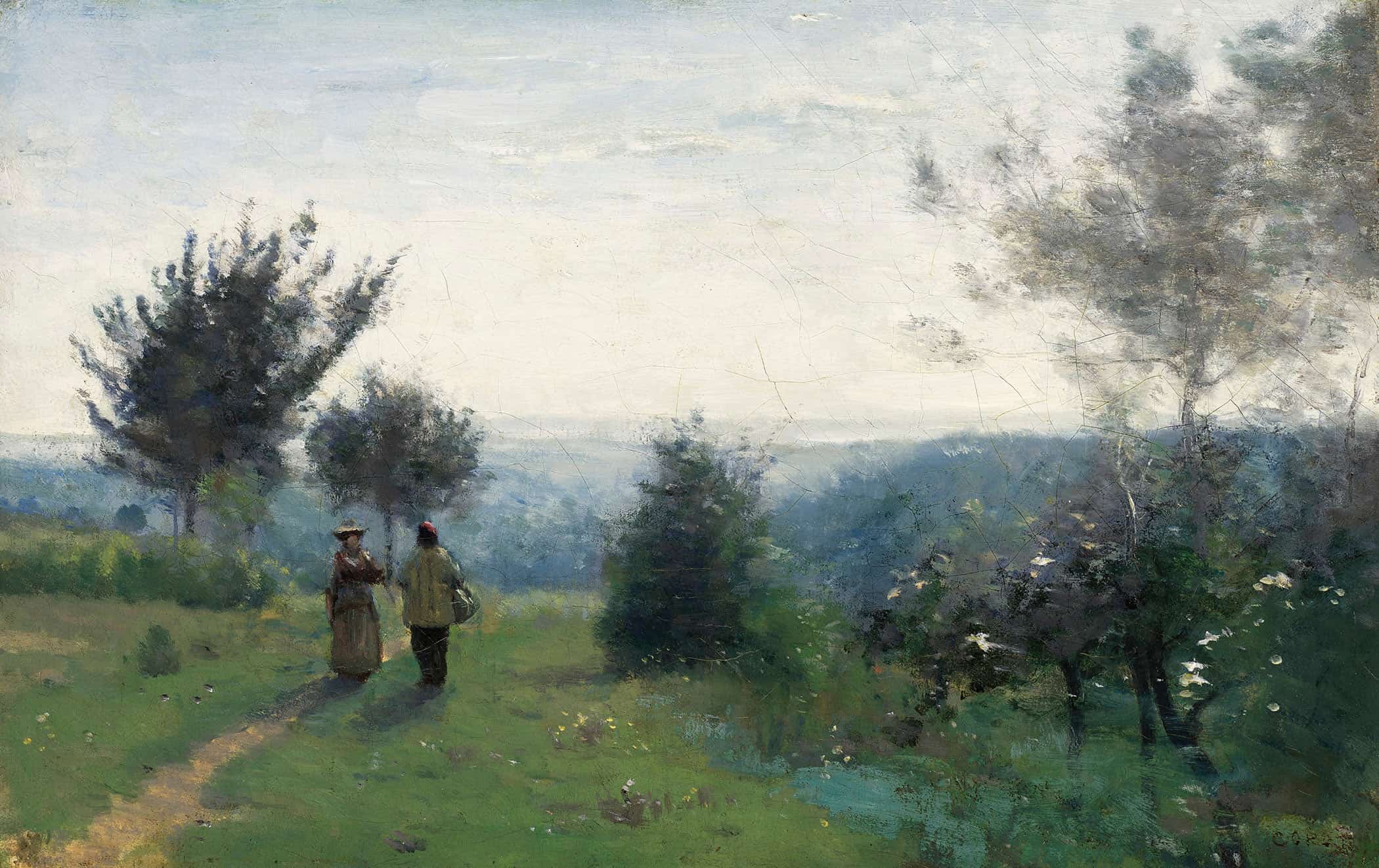 La Rencontre Matinale Sur Les Hauteurs De Sevres by Jean Baptiste Camille Corot - Image 2
