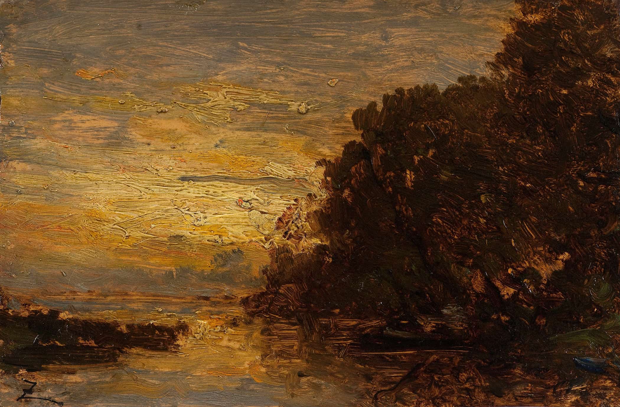 La Seine A Billancourt Coucher De Soleil by Felix Ziem - Image 2