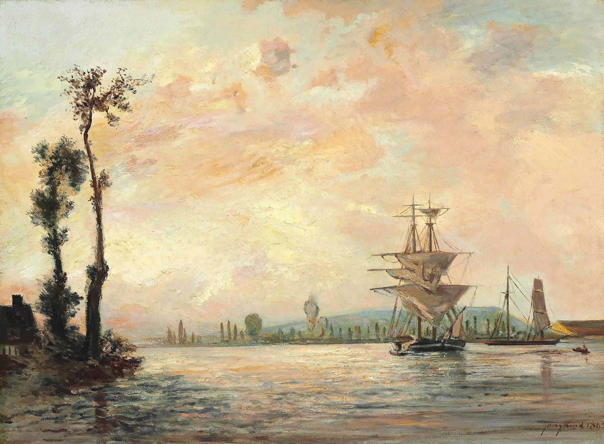 La Seine Pres De Rouen by Johan Barthold Jongkind