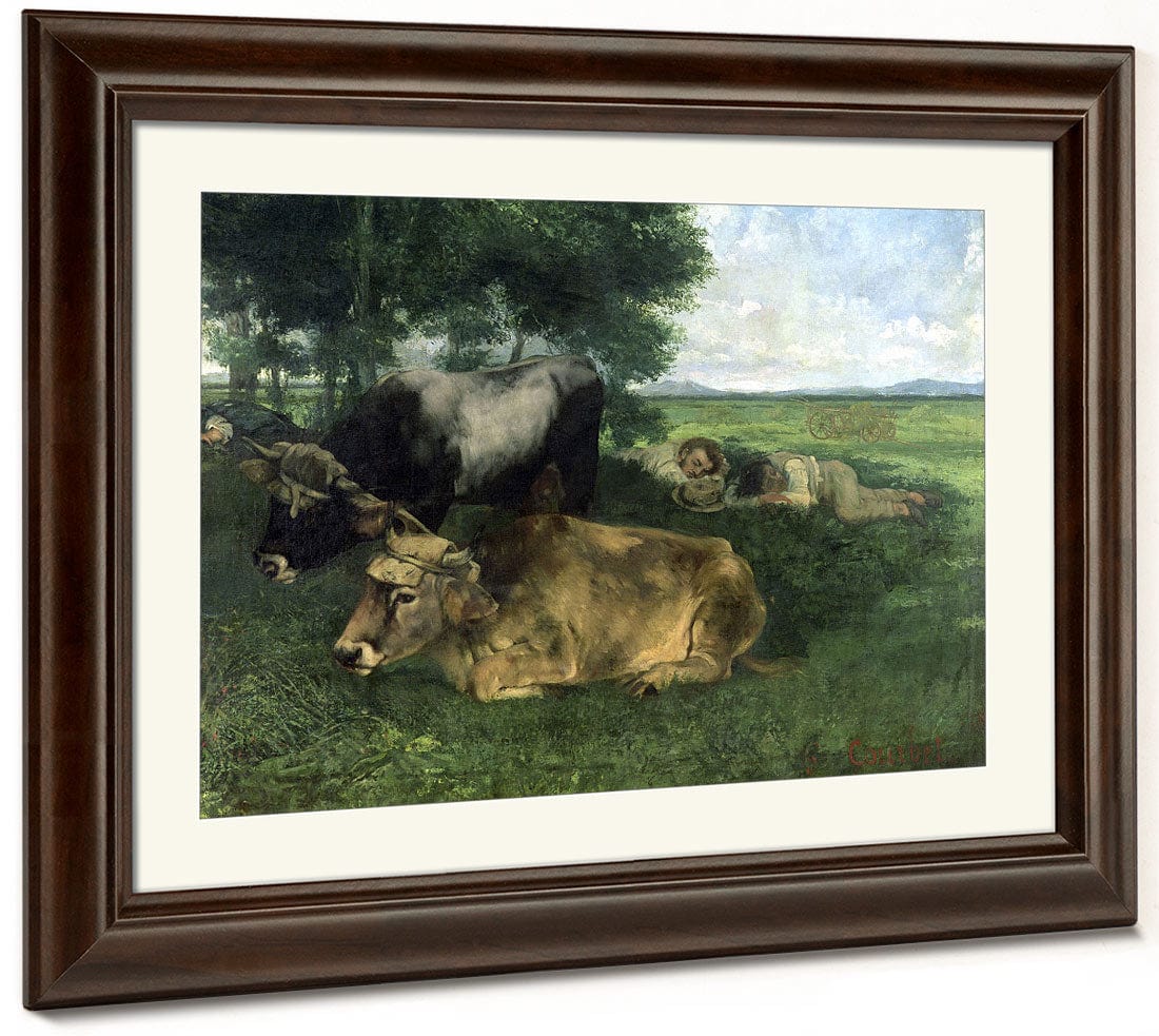 La Siesta Pendant La Saison Des Foins (And Detail Of Animals Sleeping Under A Tree) By Jean Desire Gustave Courbet - Image 3