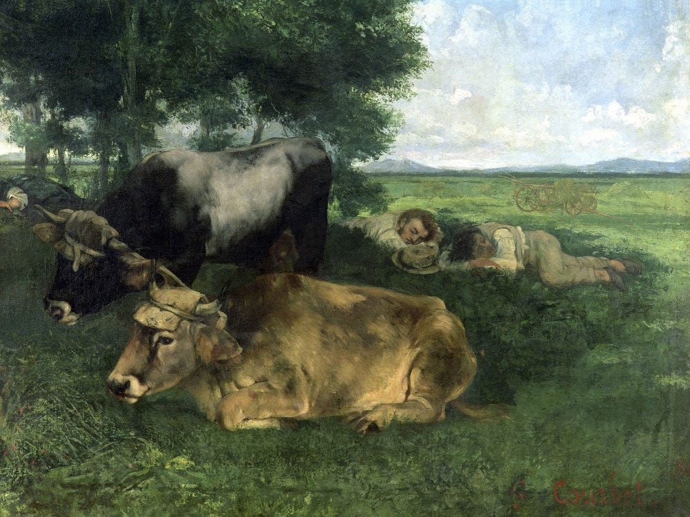 La Siesta Pendant La Saison Des Foins (And Detail Of Animals Sleeping Under A Tree) By Jean Desire Gustave Courbet - Image 5