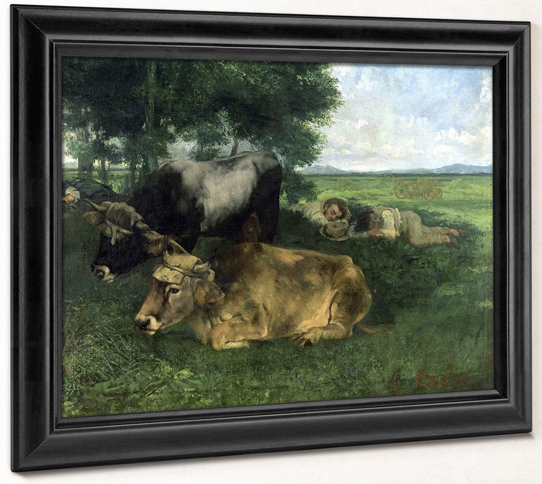 La Siesta Pendant La Saison Des Foins (And Detail Of Animals Sleeping Under A Tree) By Jean Desire Gustave Courbet - Image 6