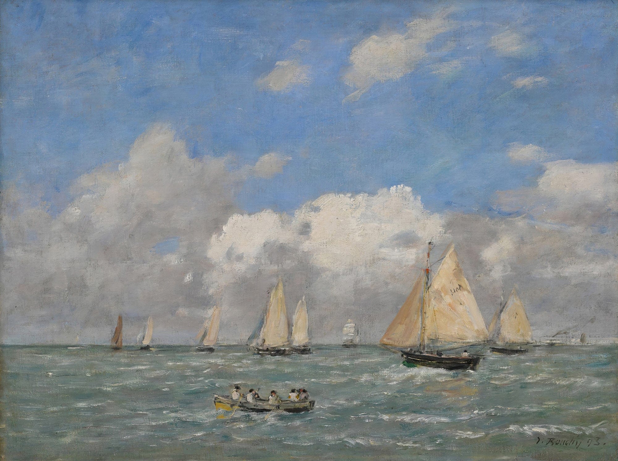 La Sortie Des Barques A Trouville by Eugene Boudin - Image 3