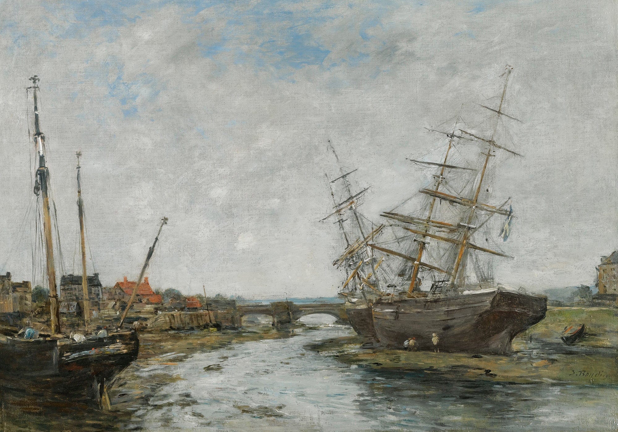 La Touques Maree Basse by Eugene Boudin - Image 2