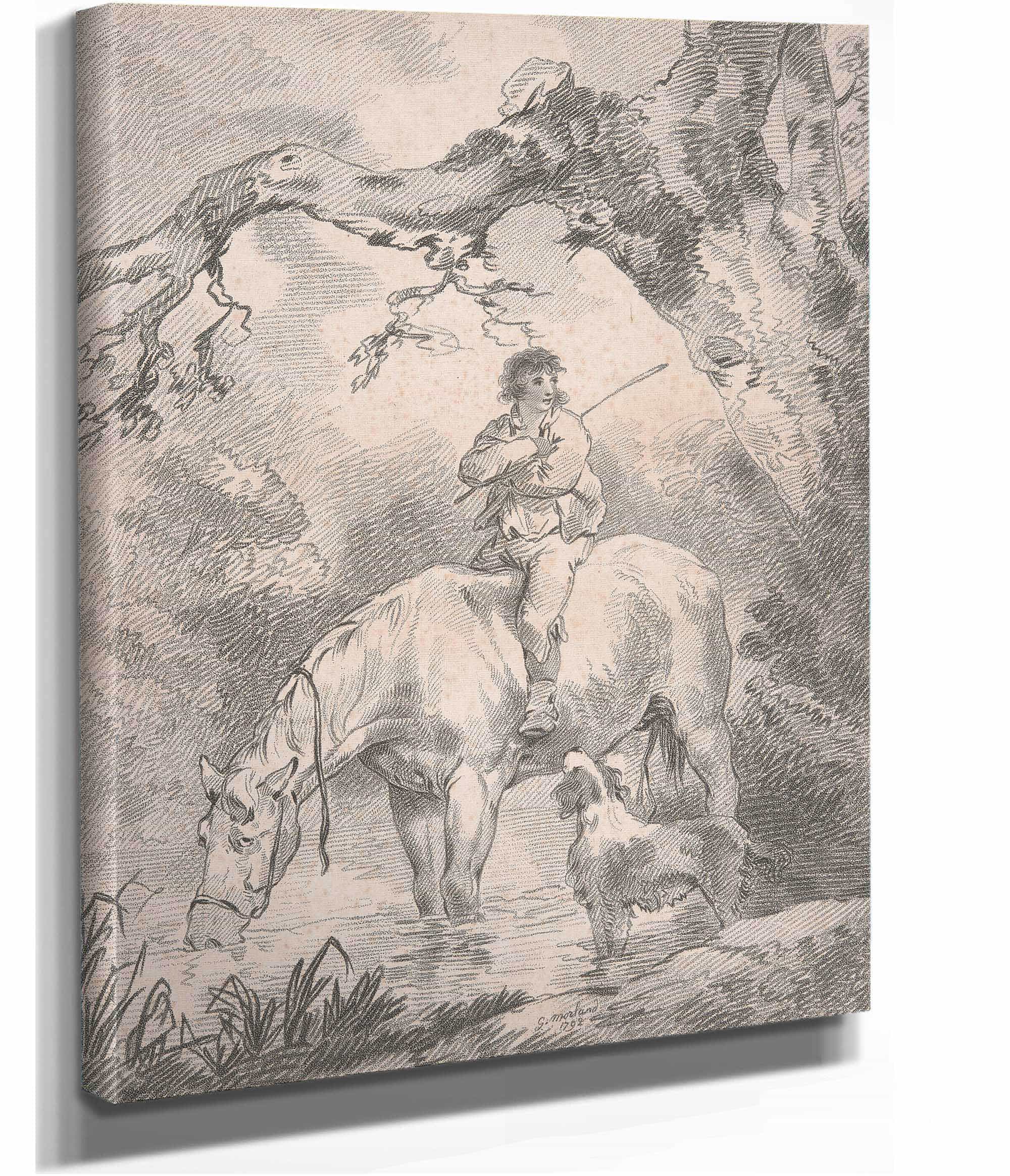Lad Astride A Horse In A Stream by George Morland - Image 2