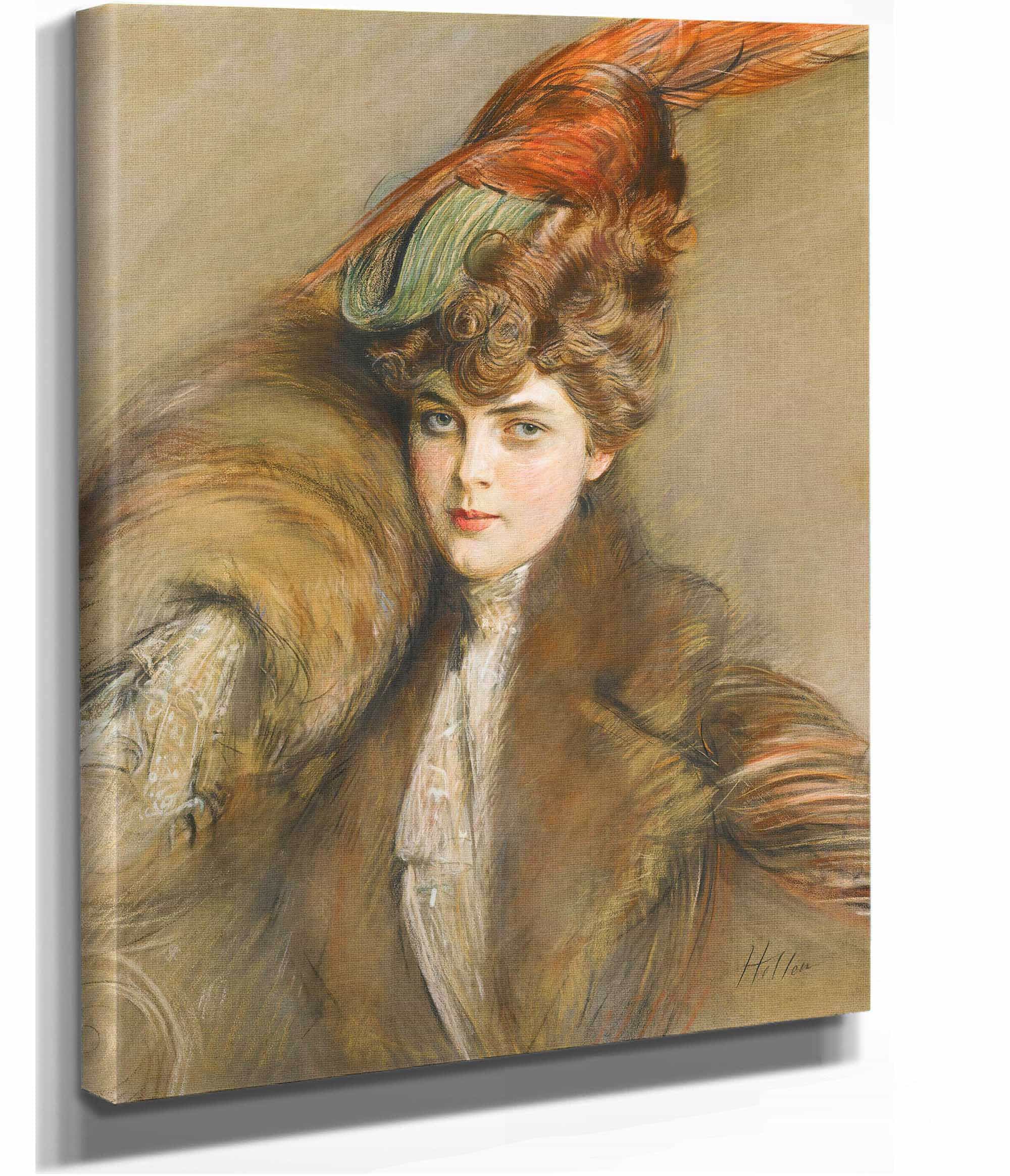 Lady In A Feather Hat by Paul Cesar Helleu - Image 2