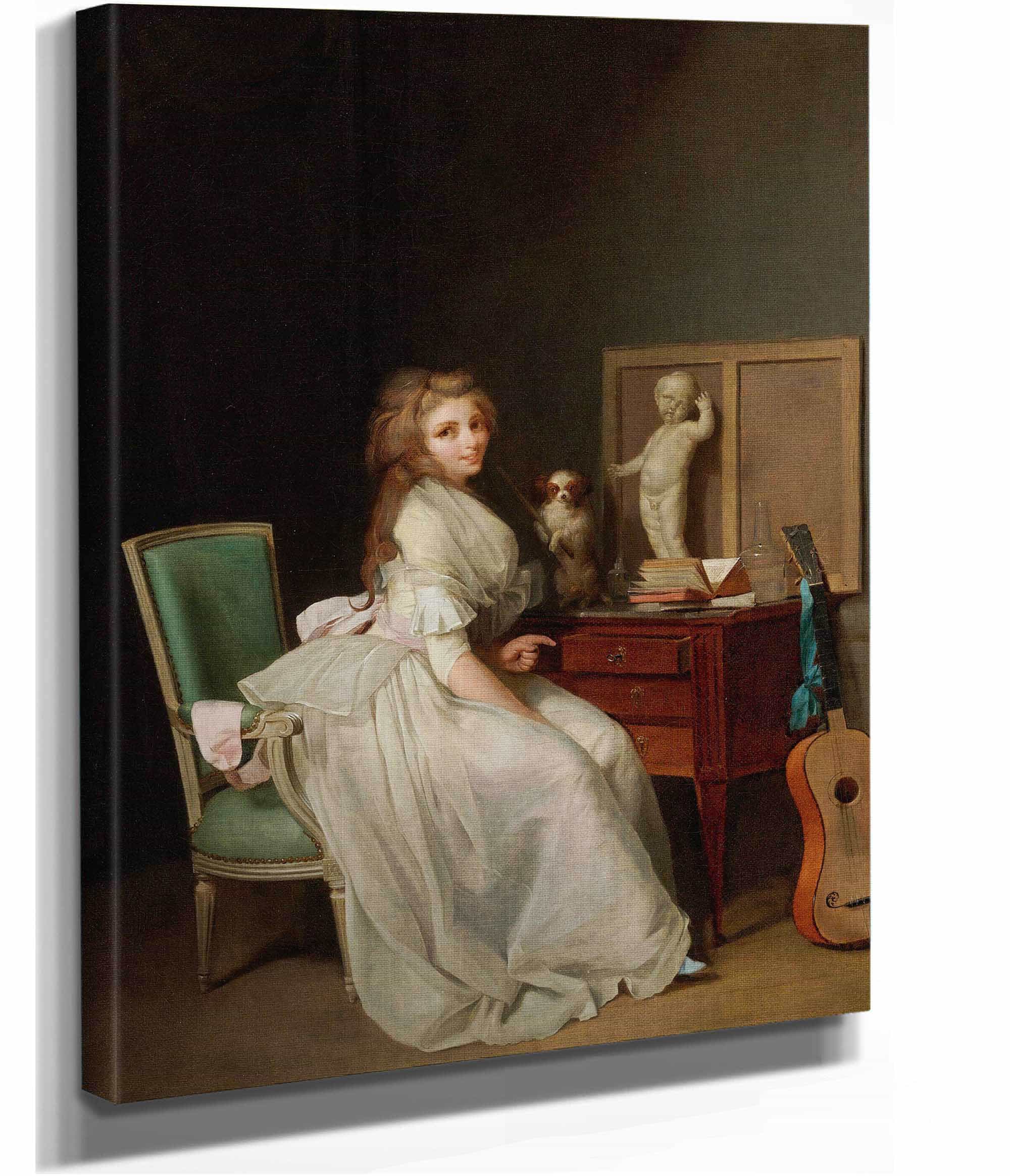 Lady In A White Dress Seated At Her Desk by Louis Leopold Boilly - Image 2