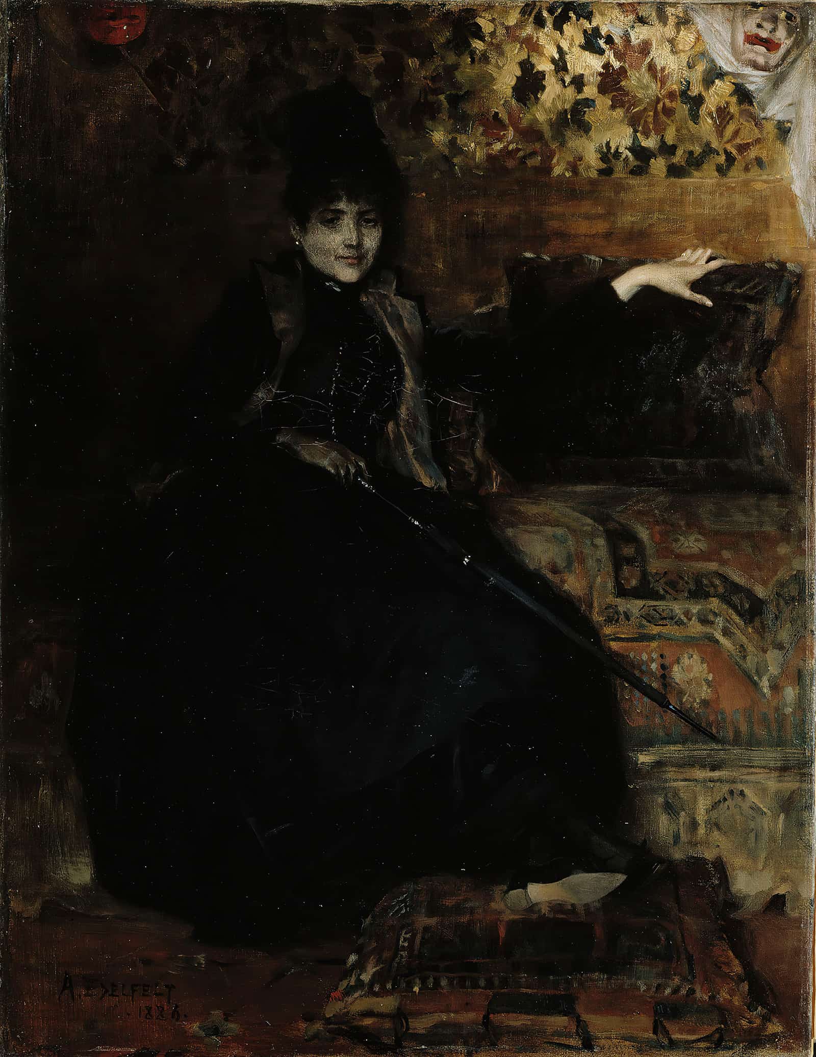 Lady In Black Seated Therese Noire by Albert Edelfelt