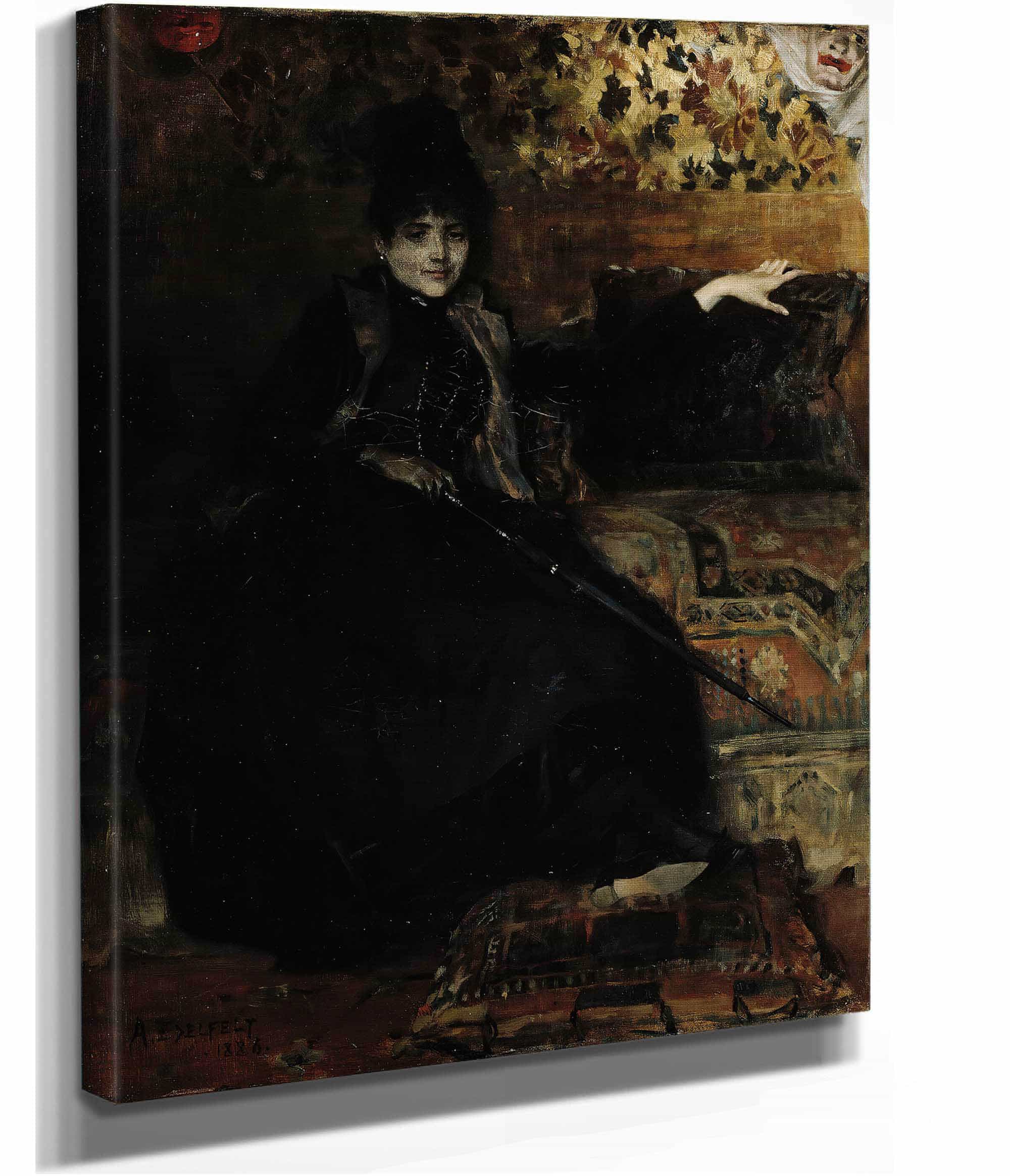 Lady In Black Seated Therese Noire by Albert Edelfelt - Image 2