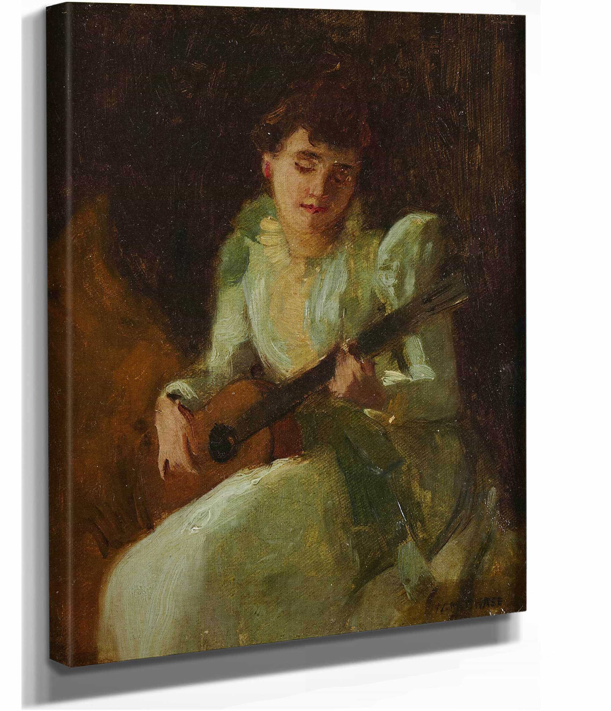 Lady Playing Guitar by William Merritt Chase - Image 2