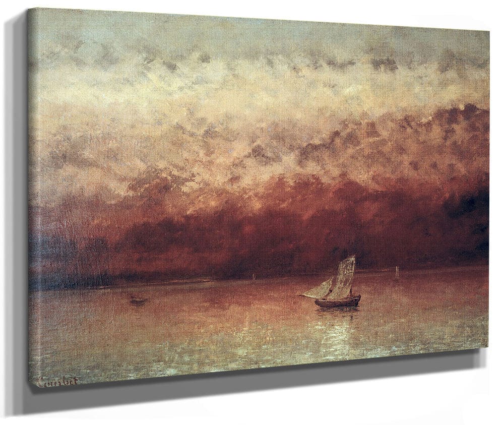 Lake Leman With Setting Sun By Jean Desire Gustave Courbet