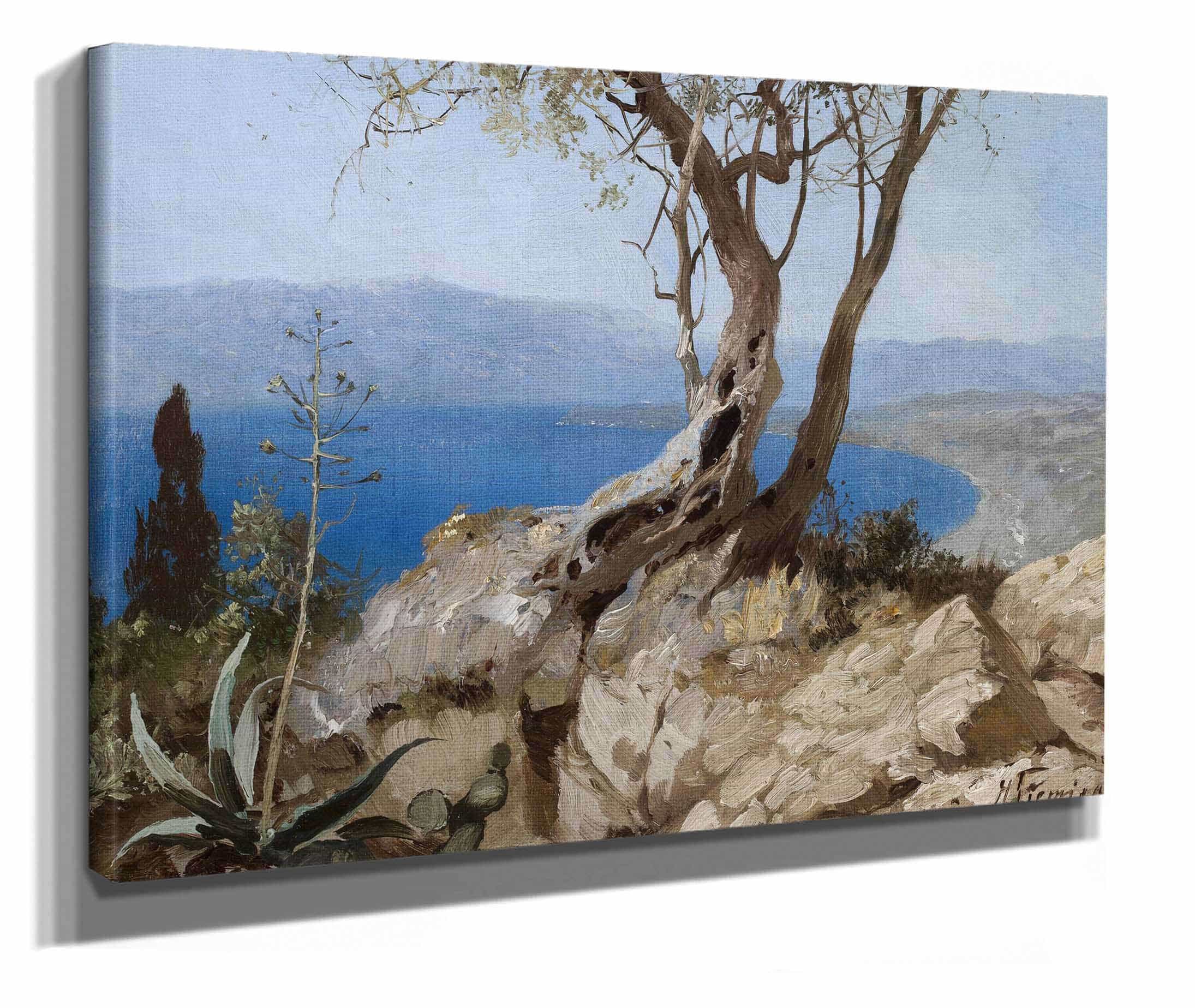 Lake View With Rocky Edge Harbour View With Rocky Edge C by Henryk Siemiradzki - Image 2