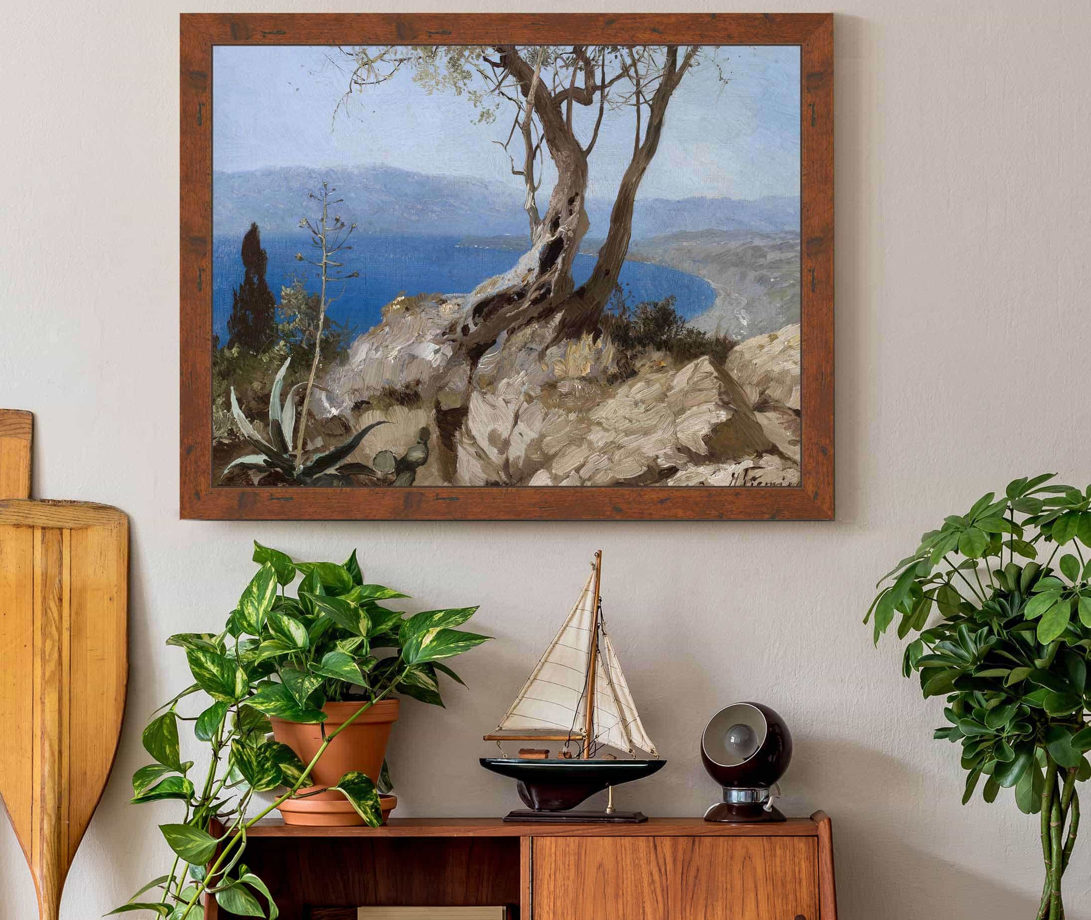 Lake View With Rocky Edge Harbour View With Rocky Edge C by Henryk Siemiradzki - Image 3