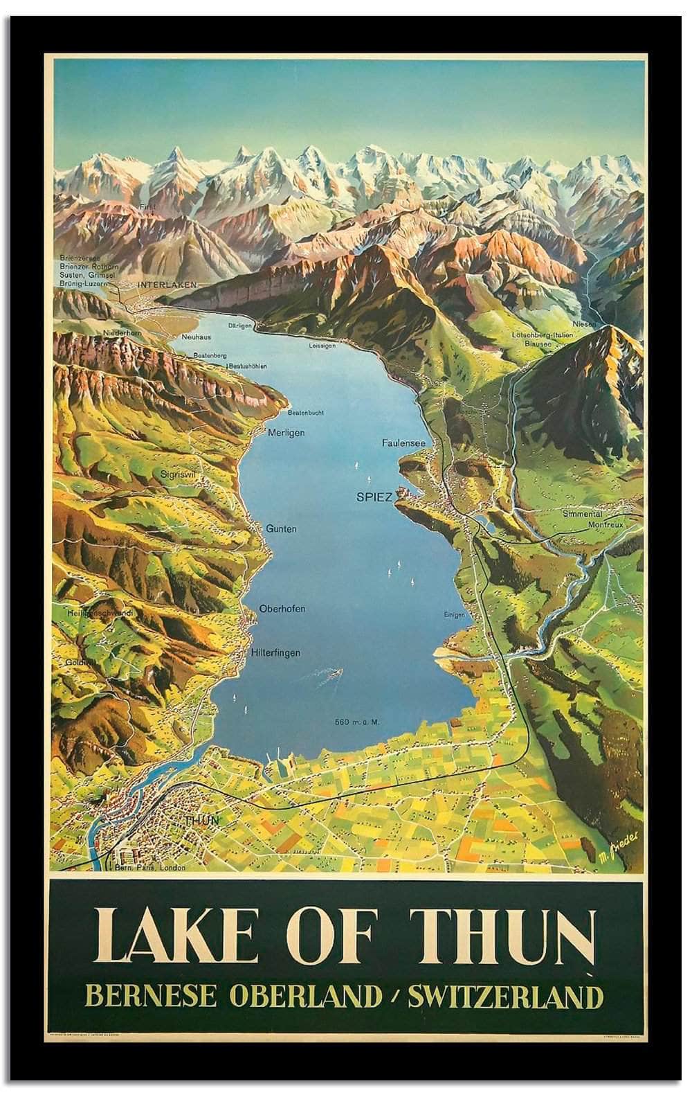Lake Of Thun  Vintage Poster - Image 2