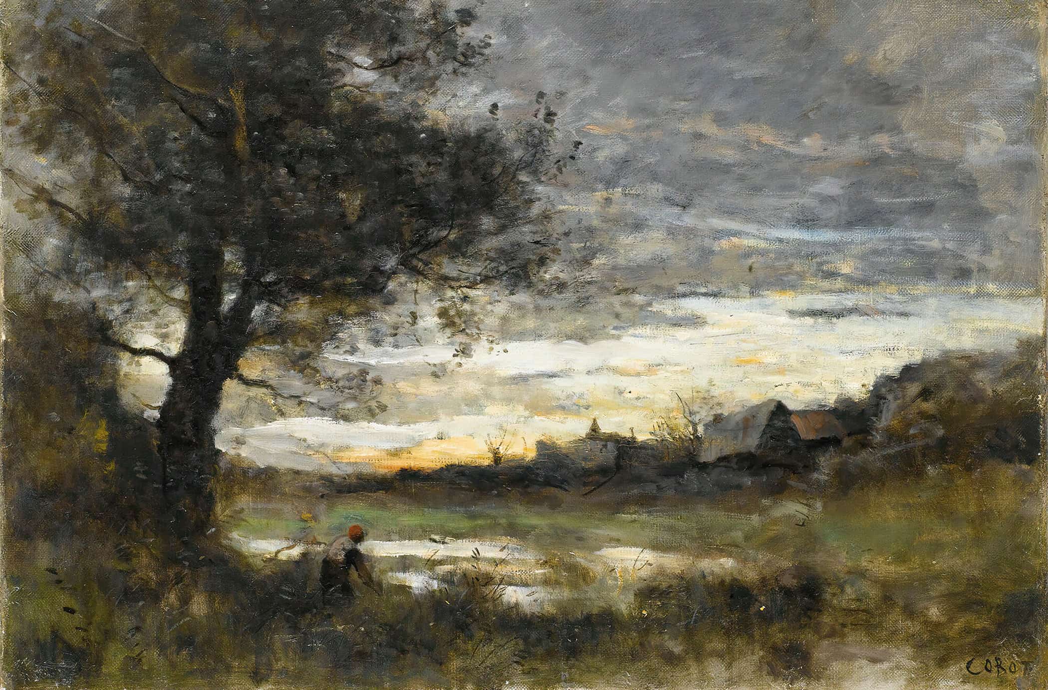 Landscape At Sunset by Jean Baptiste Camille Corot - Image 2