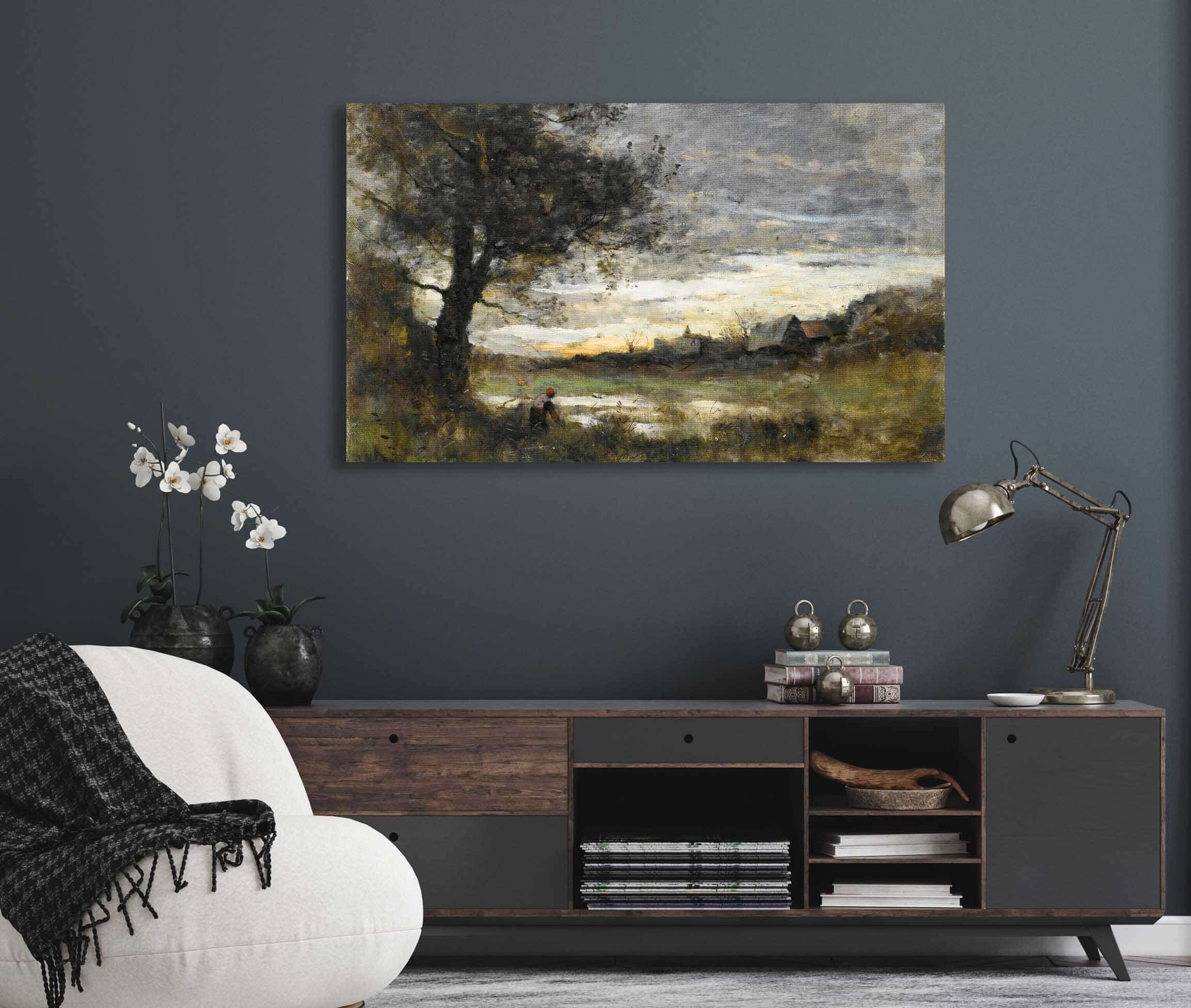 Landscape At Sunset by Jean Baptiste Camille Corot - Image 5