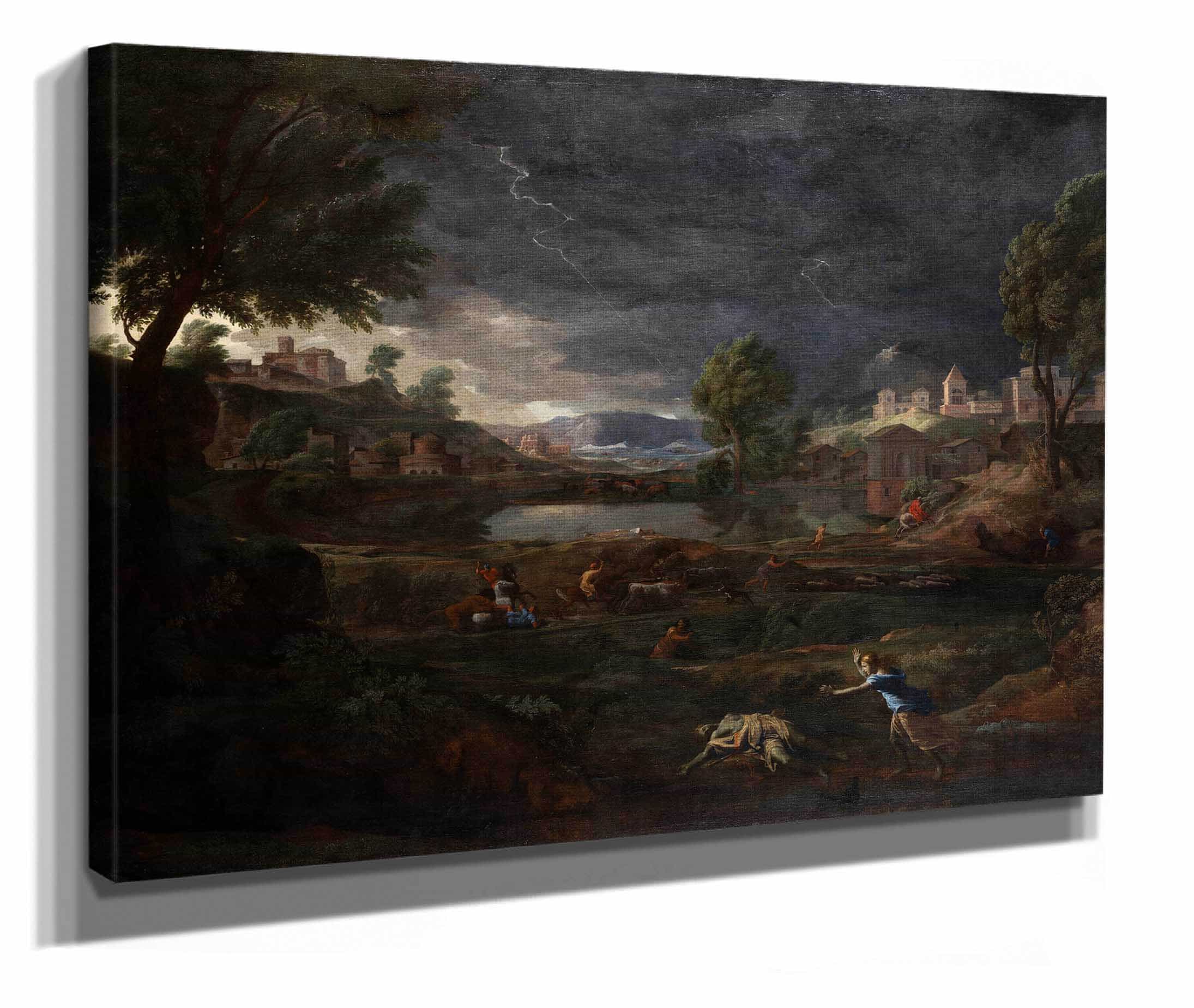 Landscape During A Thunderstorm With Pyramus And Thisbe by Nicolas Poussin - Image 2