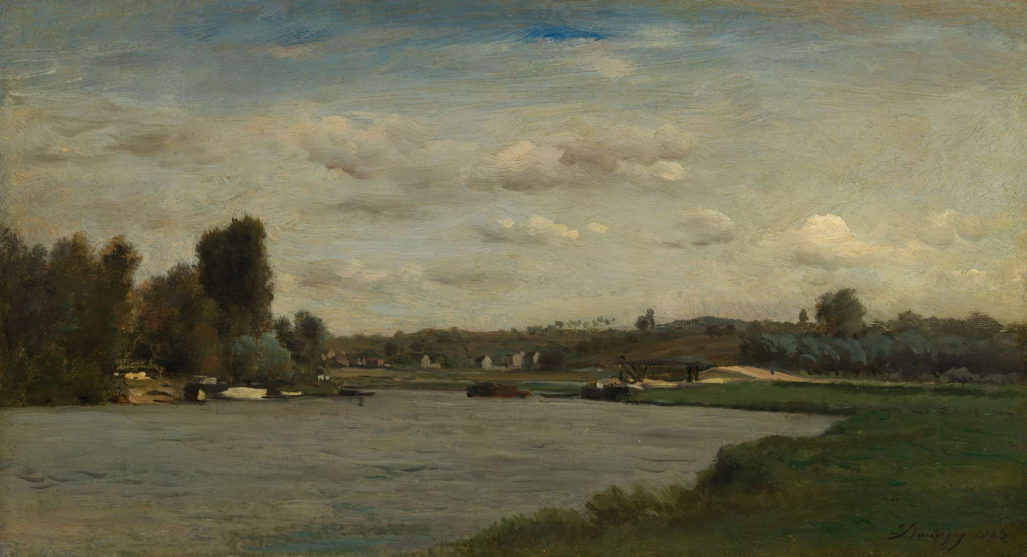 Landscape On A River by Charles Francois Daubigny - Image 2