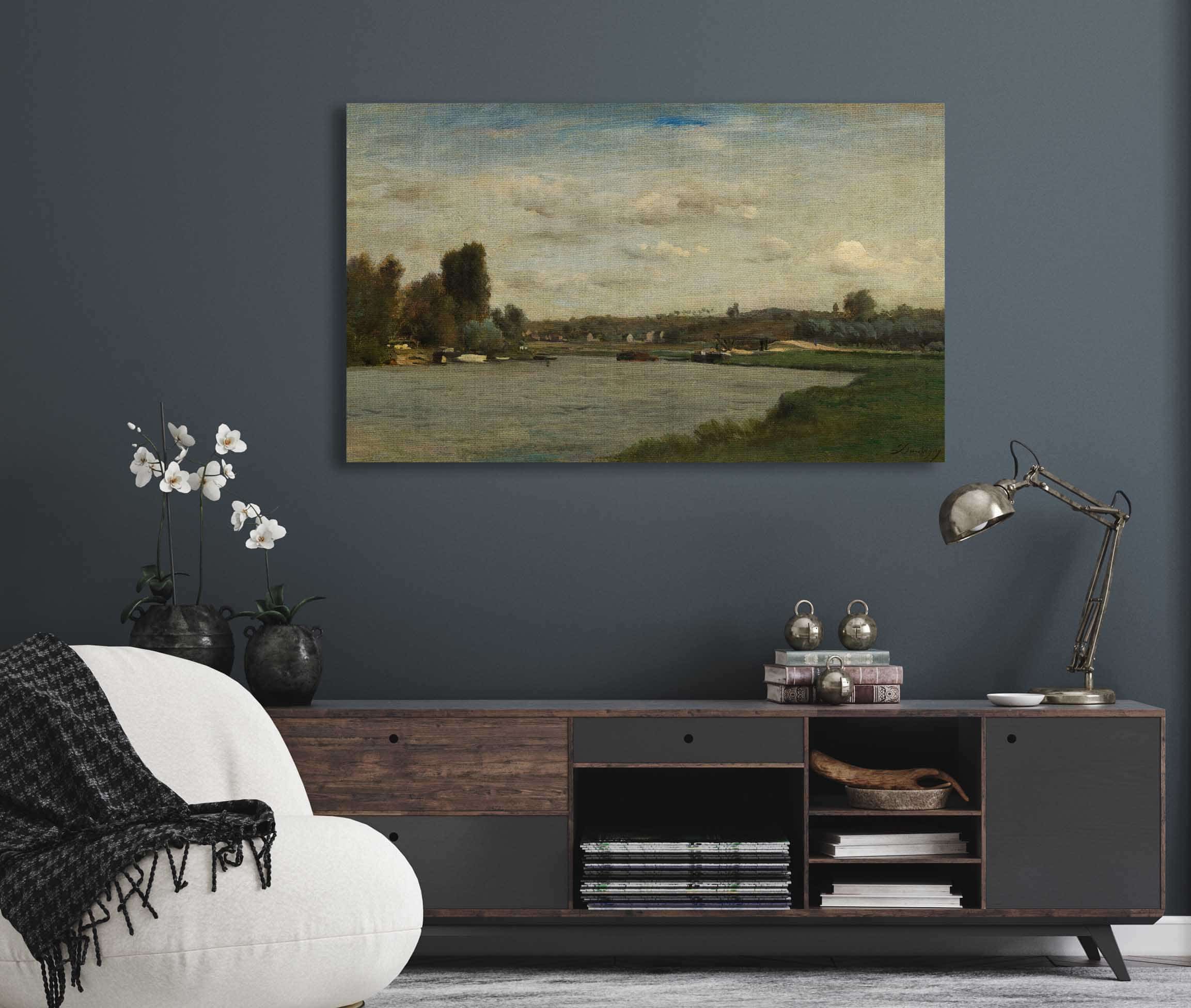 Landscape On A River by Charles Francois Daubigny - Image 5