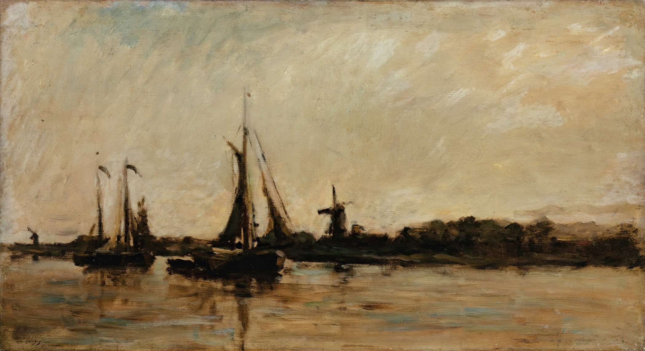 Landscape With A Canal In Holland by Charles Francois Daubigny - Image 2