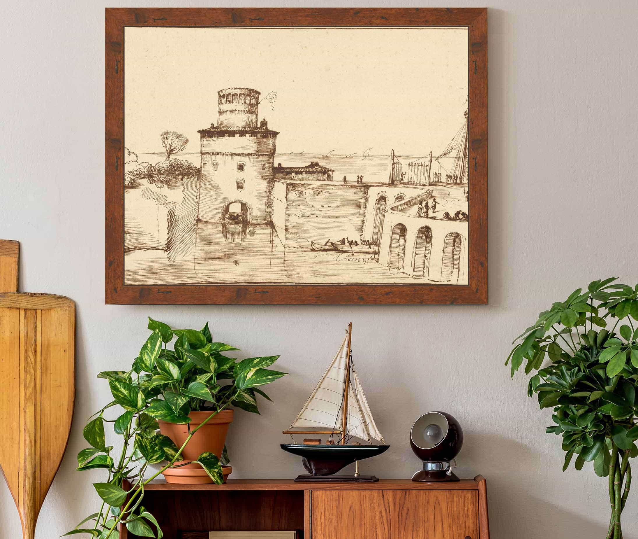 Landscape With A View Of A Fortified Port by Guercino - Image 3
