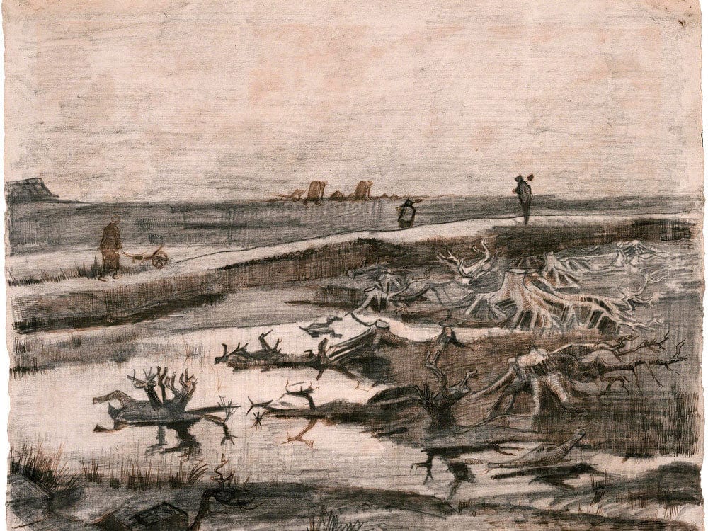 Landscape With Bog Trunks (Travaux Aux Champs) By Vincent Van Gogh - Image 5