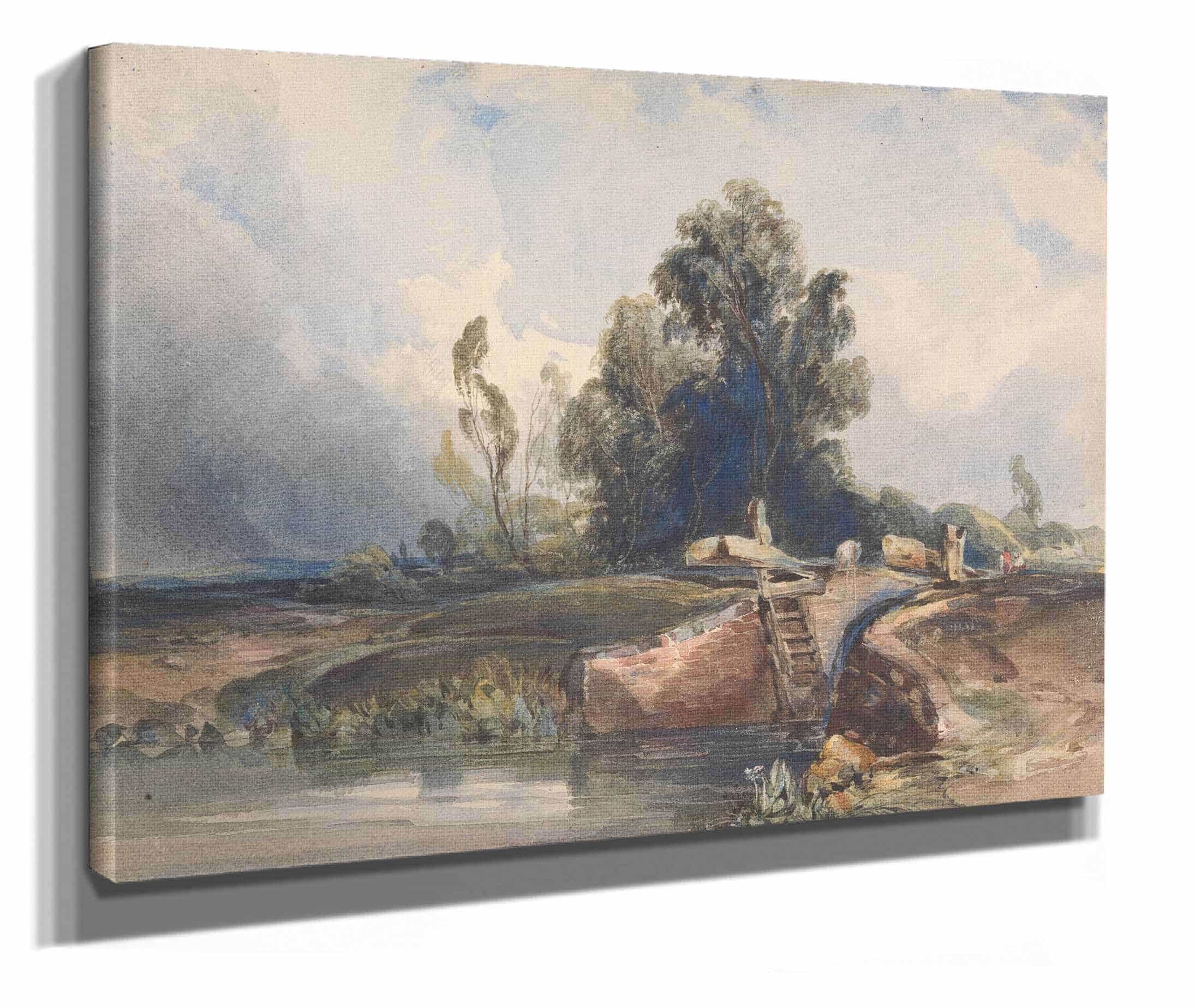Landscape With Canal And Lock Figures At Lock by Thomas Sully - Image 2